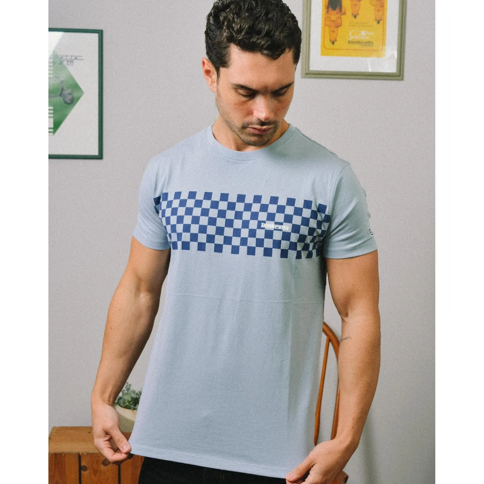Lambretta Mens Two Tone Panel Short Sleeve Cotton T-Shirt