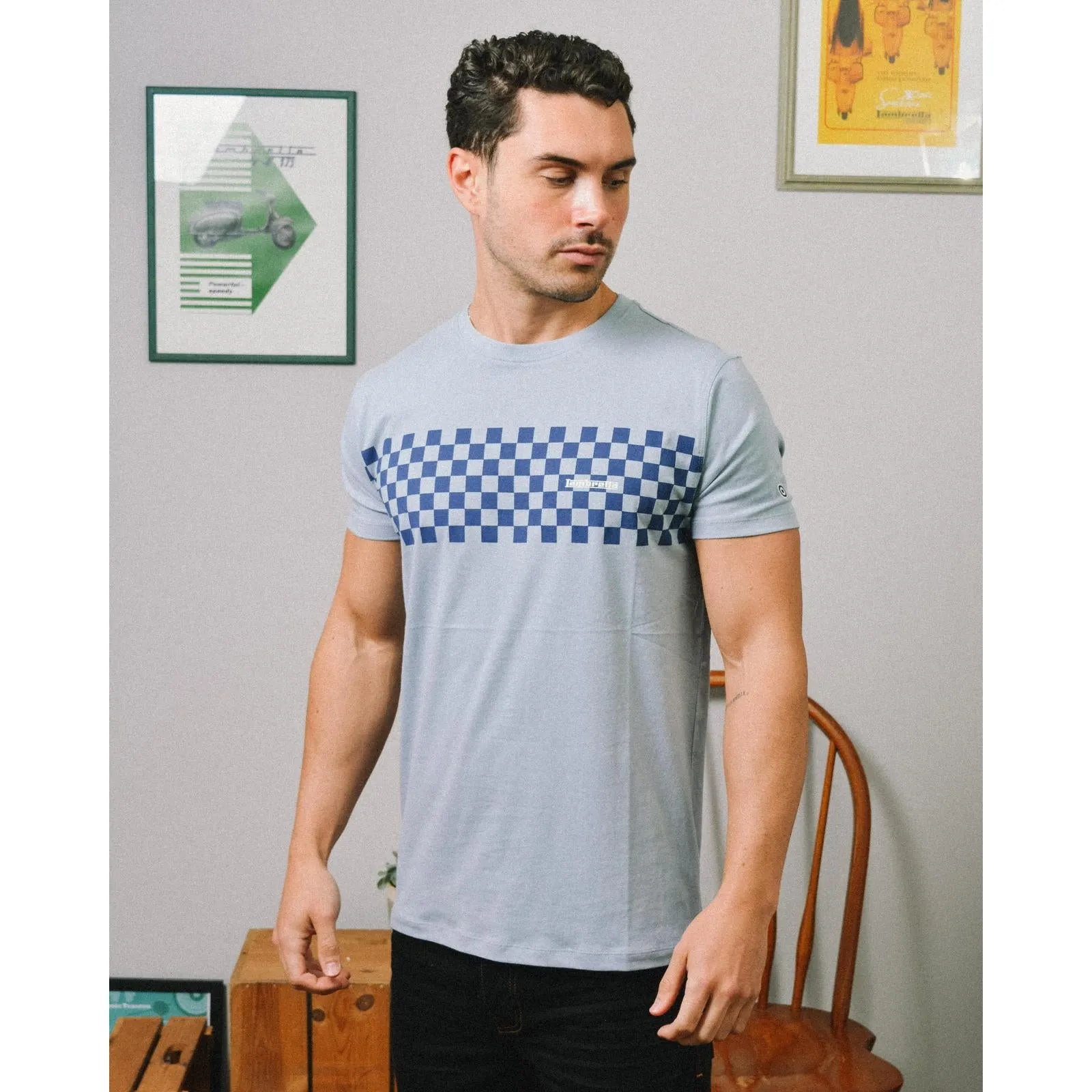 Lambretta Mens Two Tone Panel Short Sleeve Cotton T-Shirt
