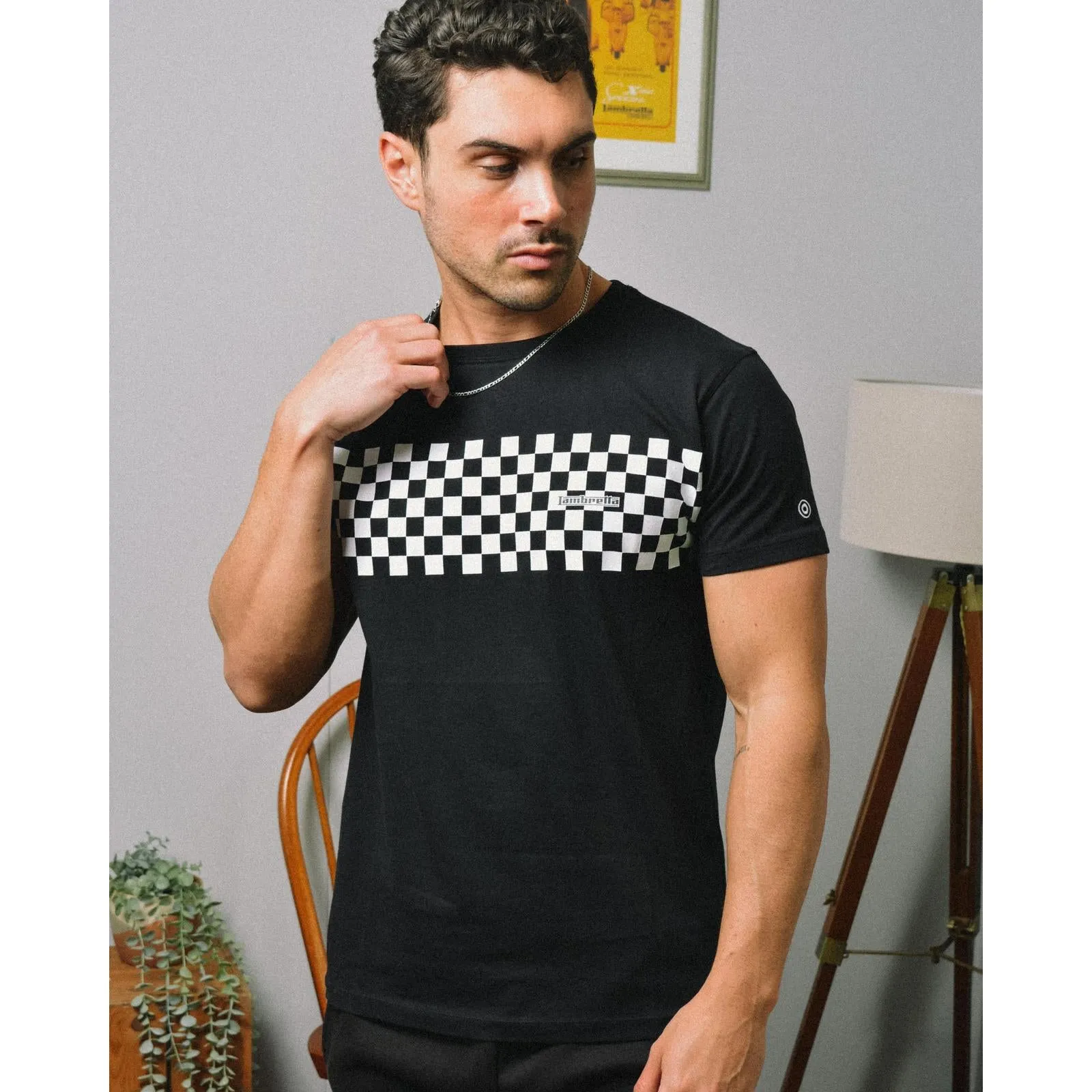 Lambretta Mens Two Tone Panel Short Sleeve Cotton T-Shirt