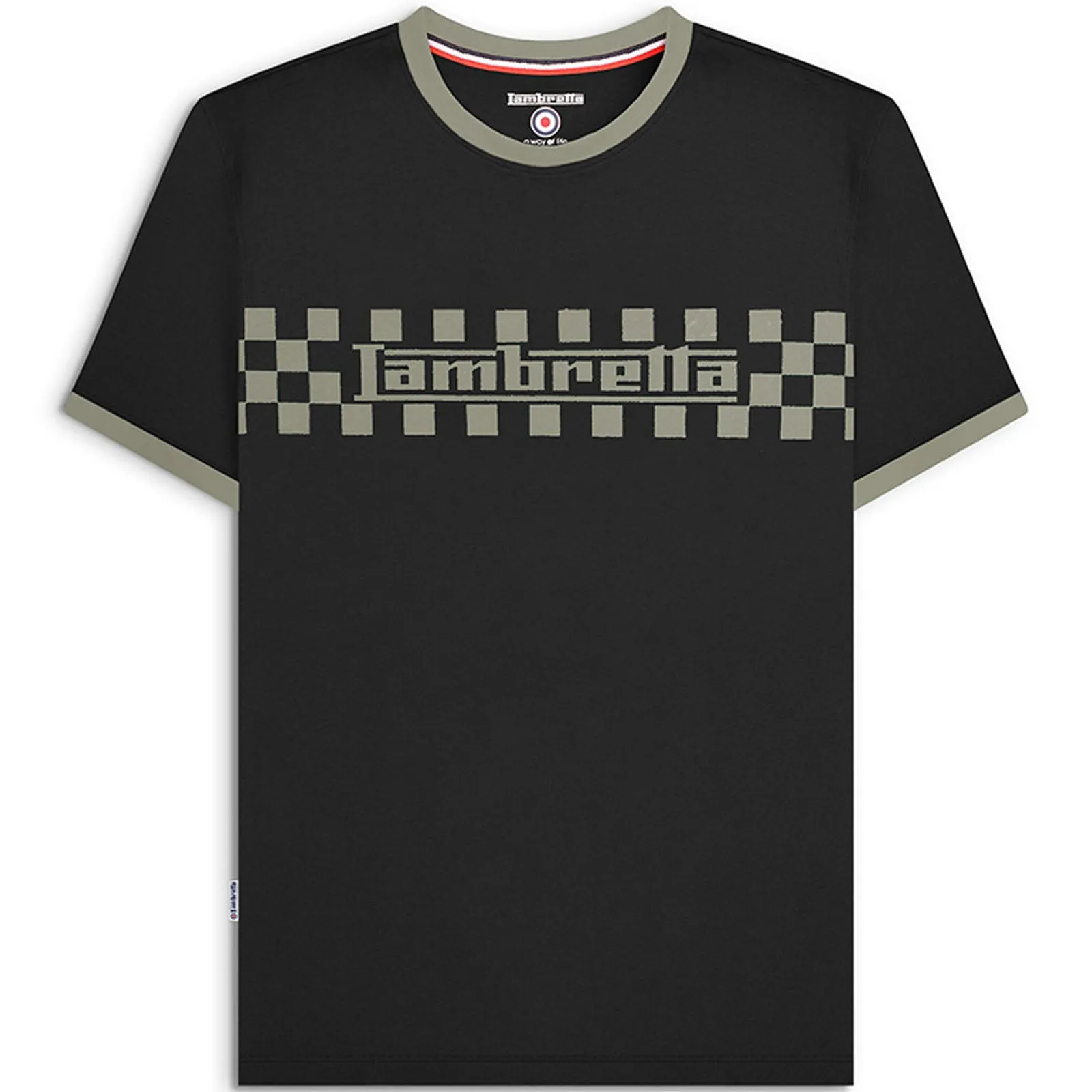 Lambretta Mens Two Tone Ringer Crew Neck Retro T-Shirt
