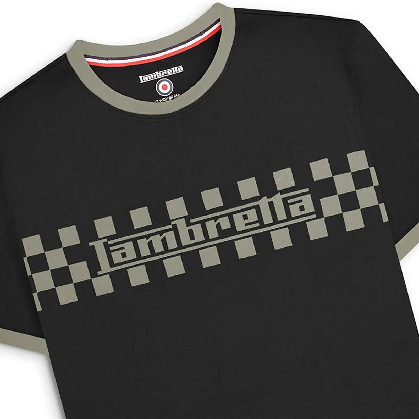 Lambretta Mens Two Tone Ringer Crew Neck Retro T-Shirt