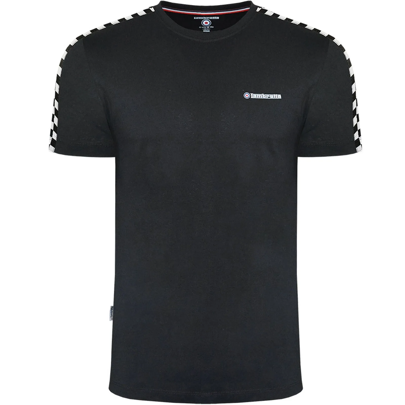 Lambretta Mens Two Toned Taped Checkered T-Shirt - Black