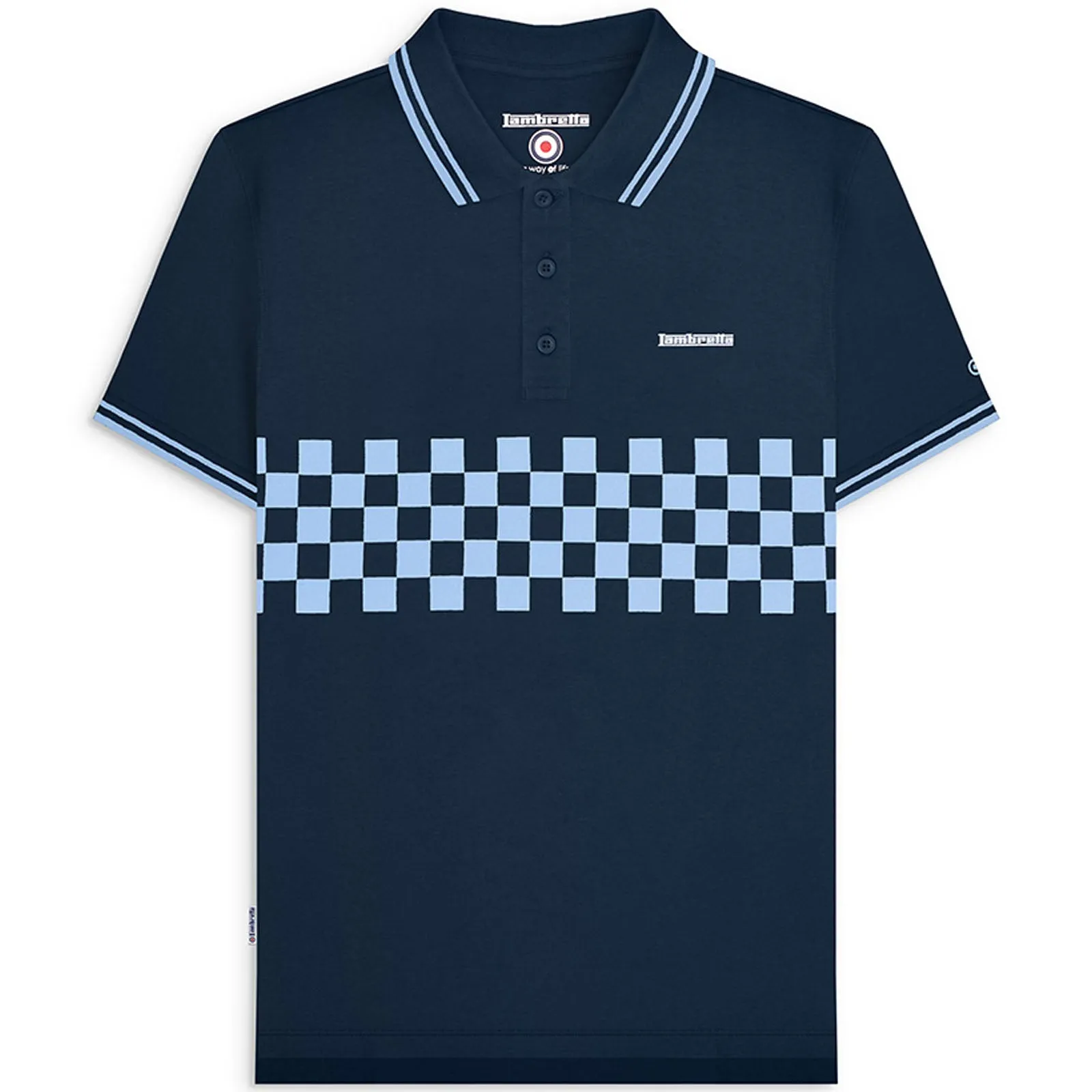 Lambretta Mens Two Toned Tipped Checked Polo Shirt