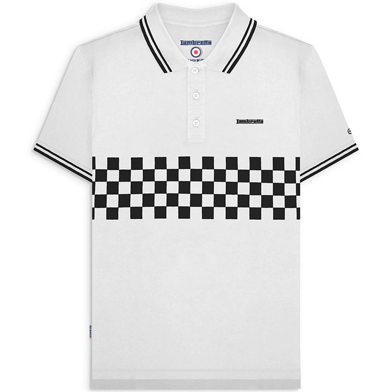 Lambretta Mens Two Toned Tipped Checked Polo Shirt