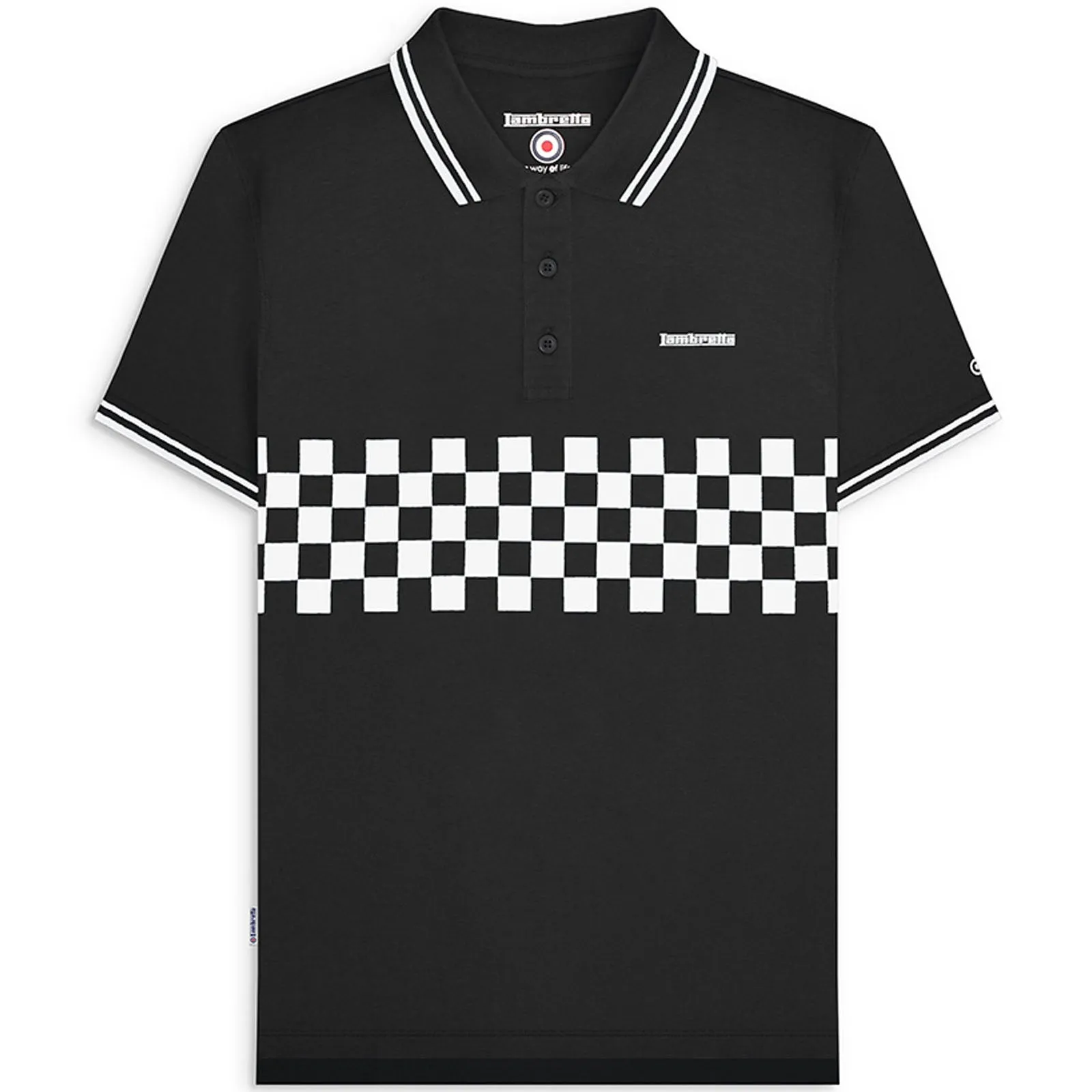 Lambretta Mens Two Toned Tipped Checked Polo Shirt