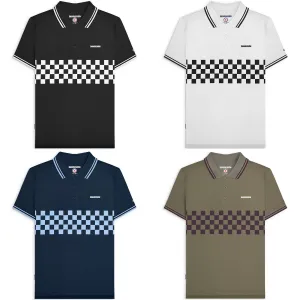 Lambretta Mens Two Toned Tipped Checked Polo Shirt