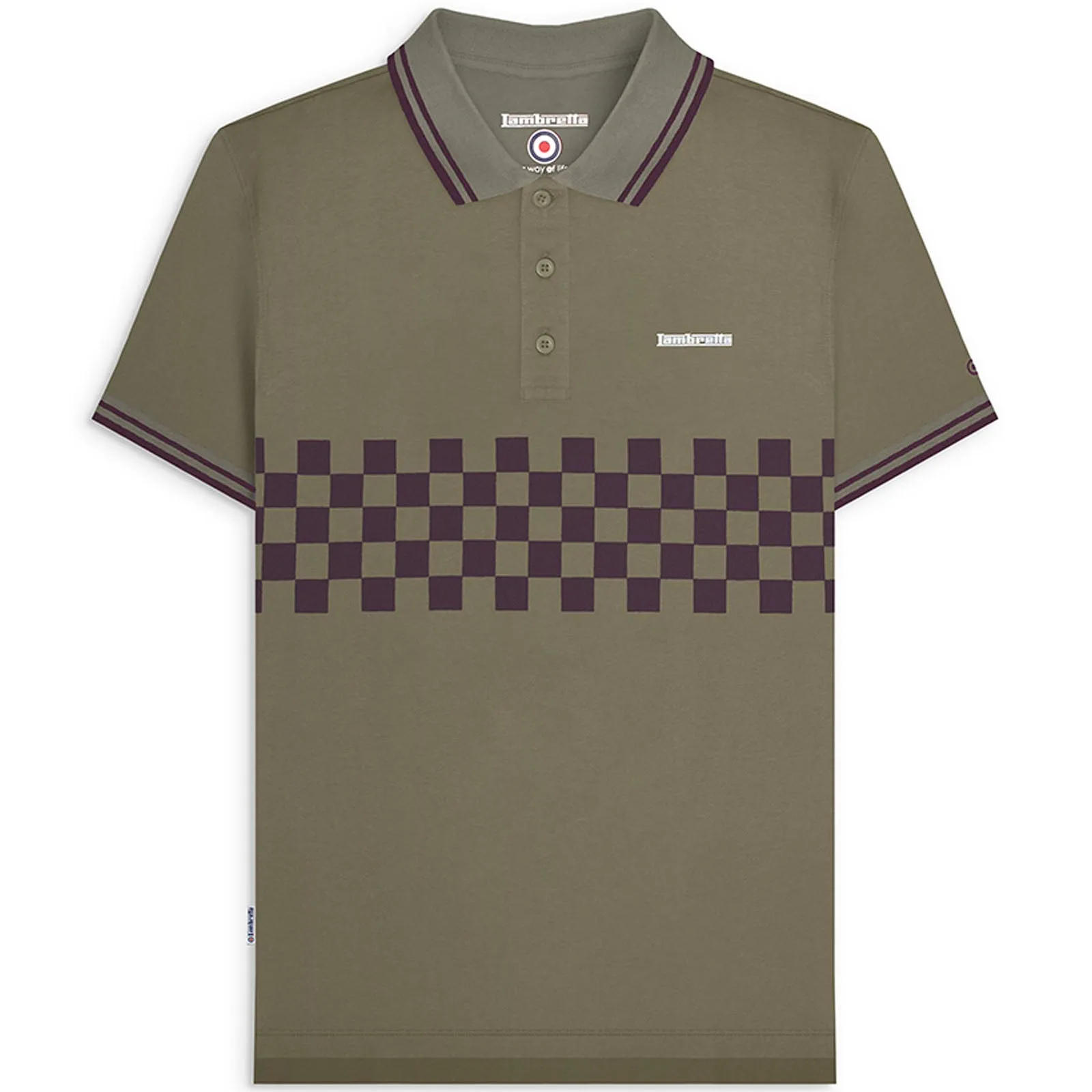 Lambretta Mens Two Toned Tipped Checked Polo Shirt