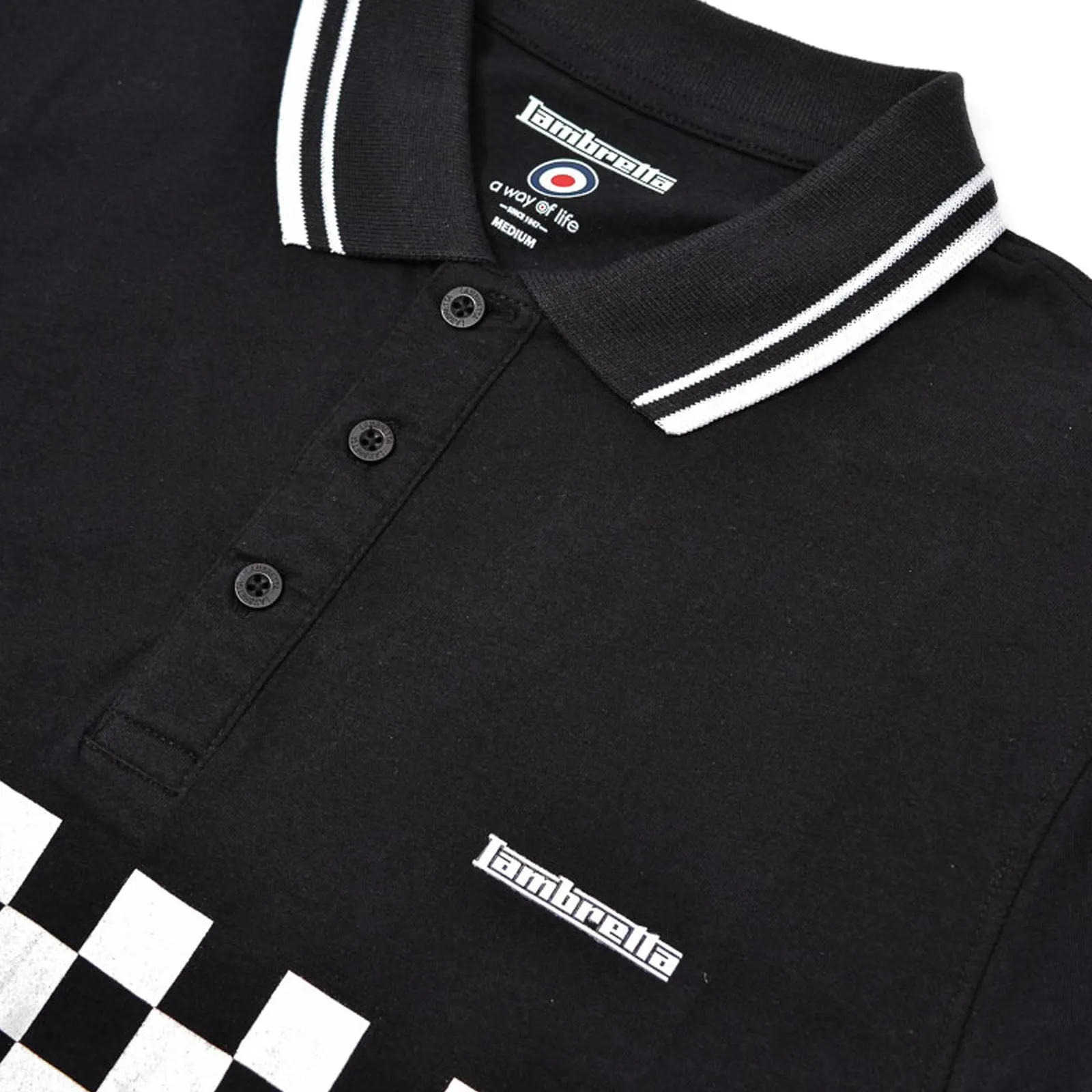 Lambretta Mens Two Toned Tipped Checked Polo Shirt