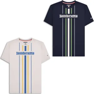 Lambretta Mens Vertical Stripe Crew Neck  T-Shirt