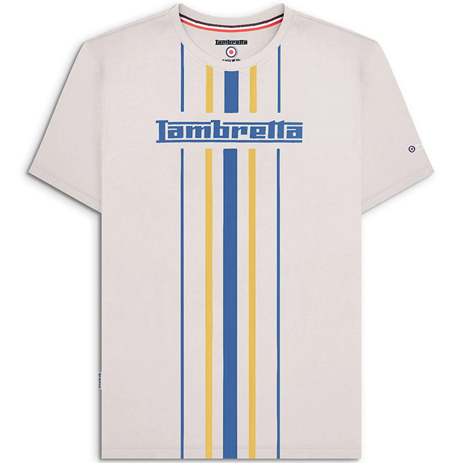 Lambretta Mens Vertical Stripe Crew Neck  T-Shirt
