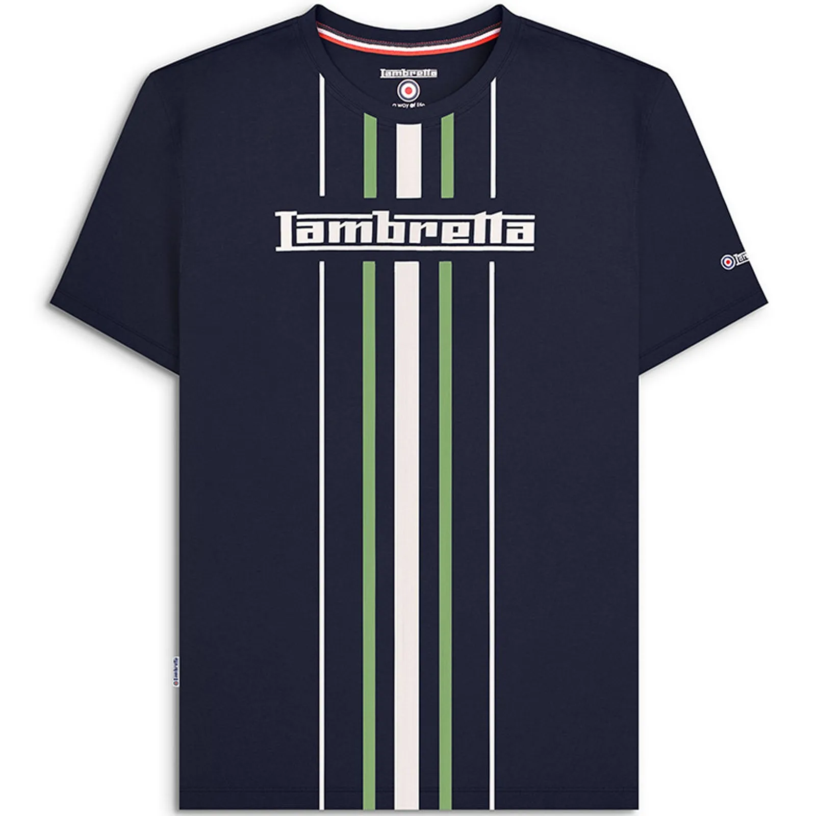Lambretta Mens Vertical Stripe Crew Neck  T-Shirt