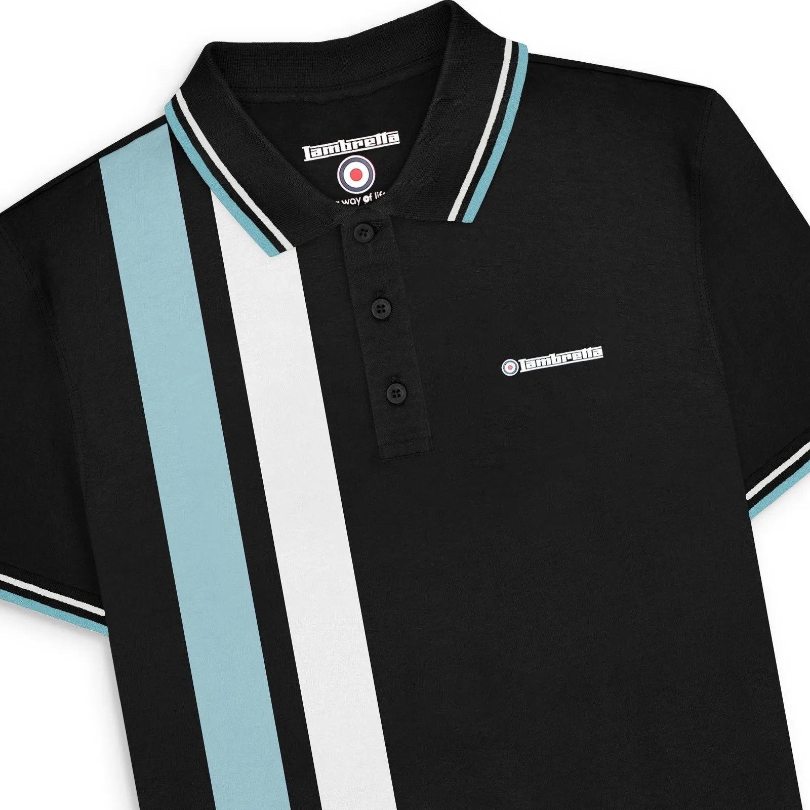 Lambretta Mens Vertical Stripe Short Sleeve Polo Shirt