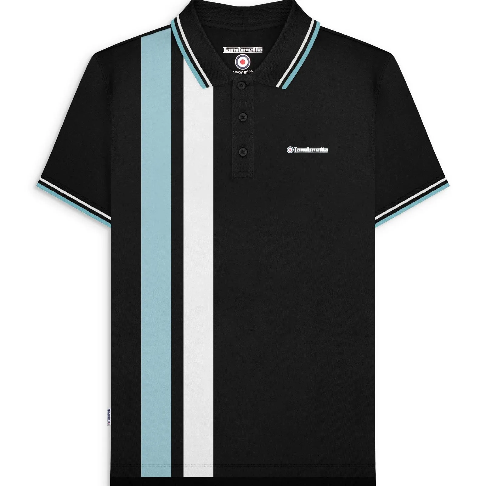 Lambretta Mens Vertical Stripe Short Sleeve Polo Shirt