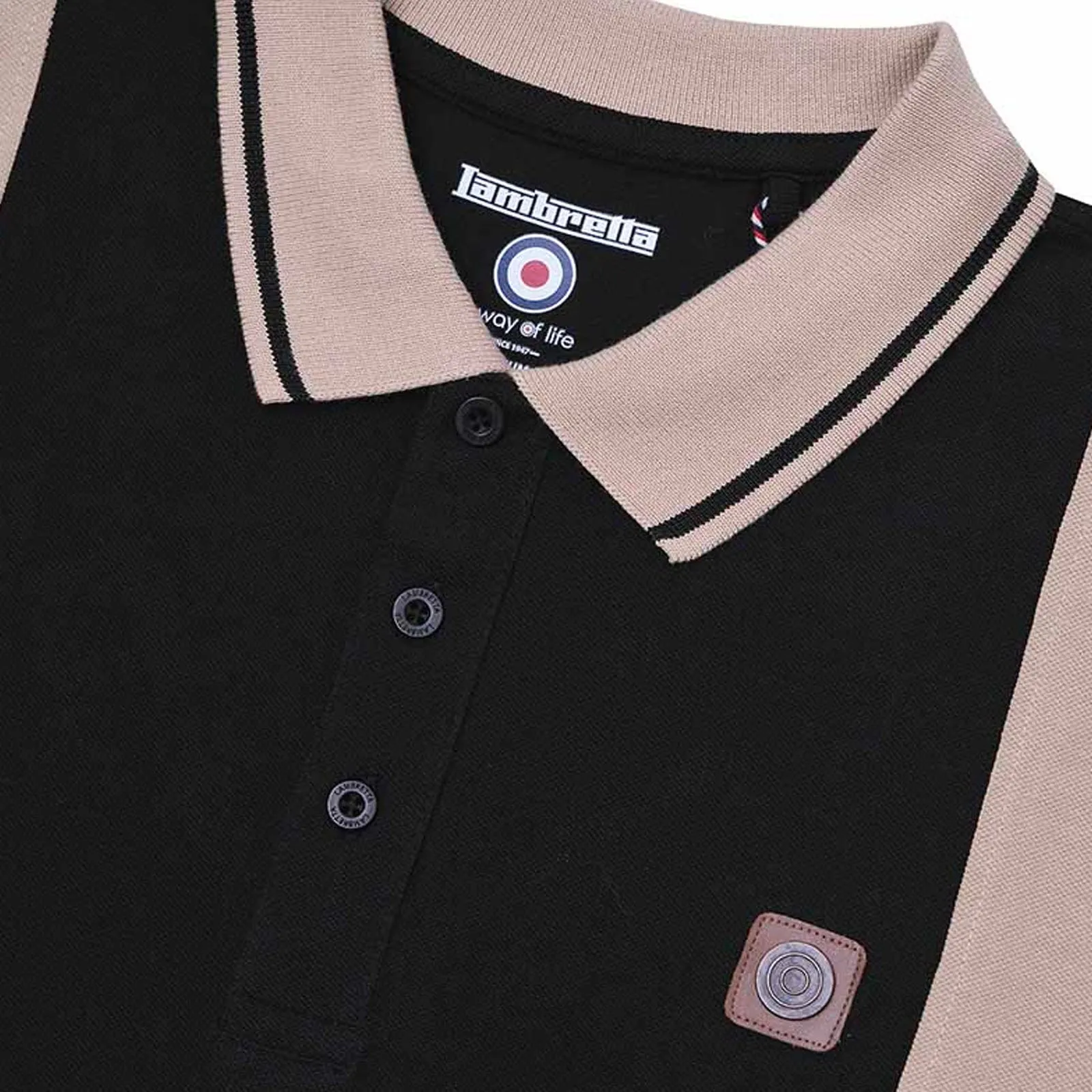 Lambretta Mens Vintage Colourblock Retro Polo Shirt