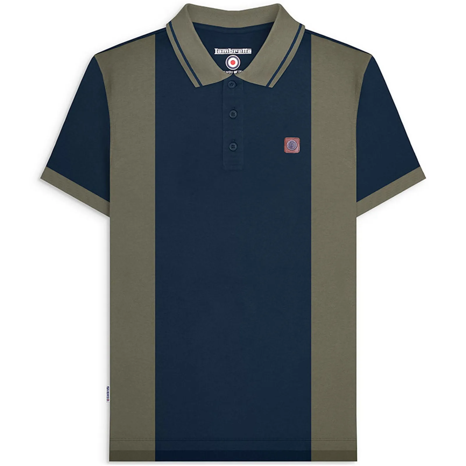 Lambretta Mens Vintage Colourblock Retro Polo Shirt
