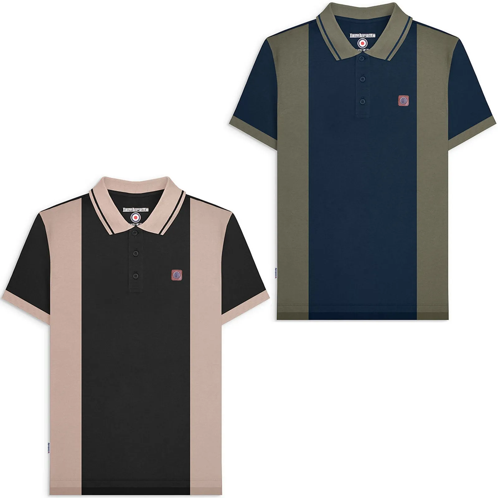 Lambretta Mens Vintage Colourblock Retro Polo Shirt