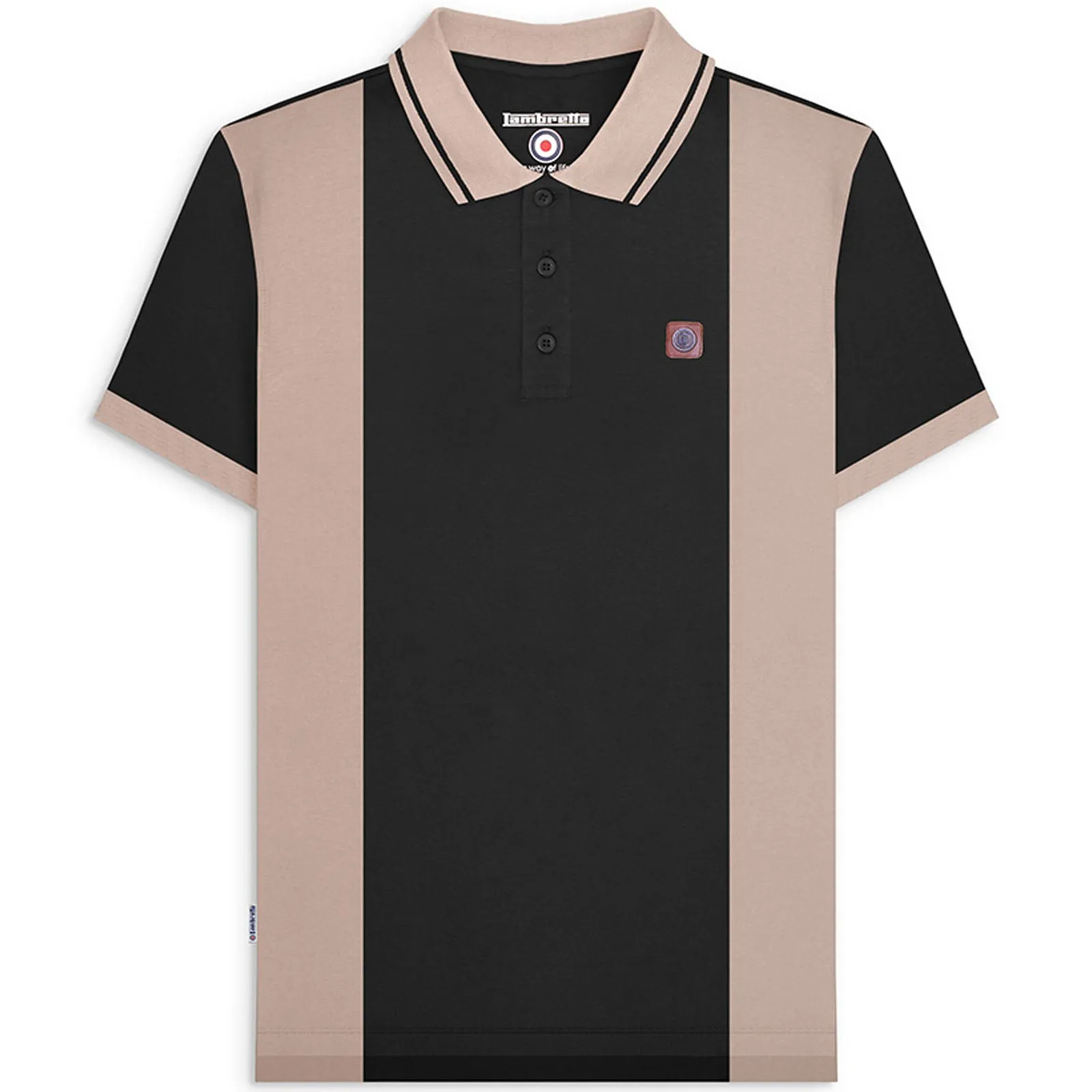 Lambretta Mens Vintage Colourblock Retro Polo Shirt