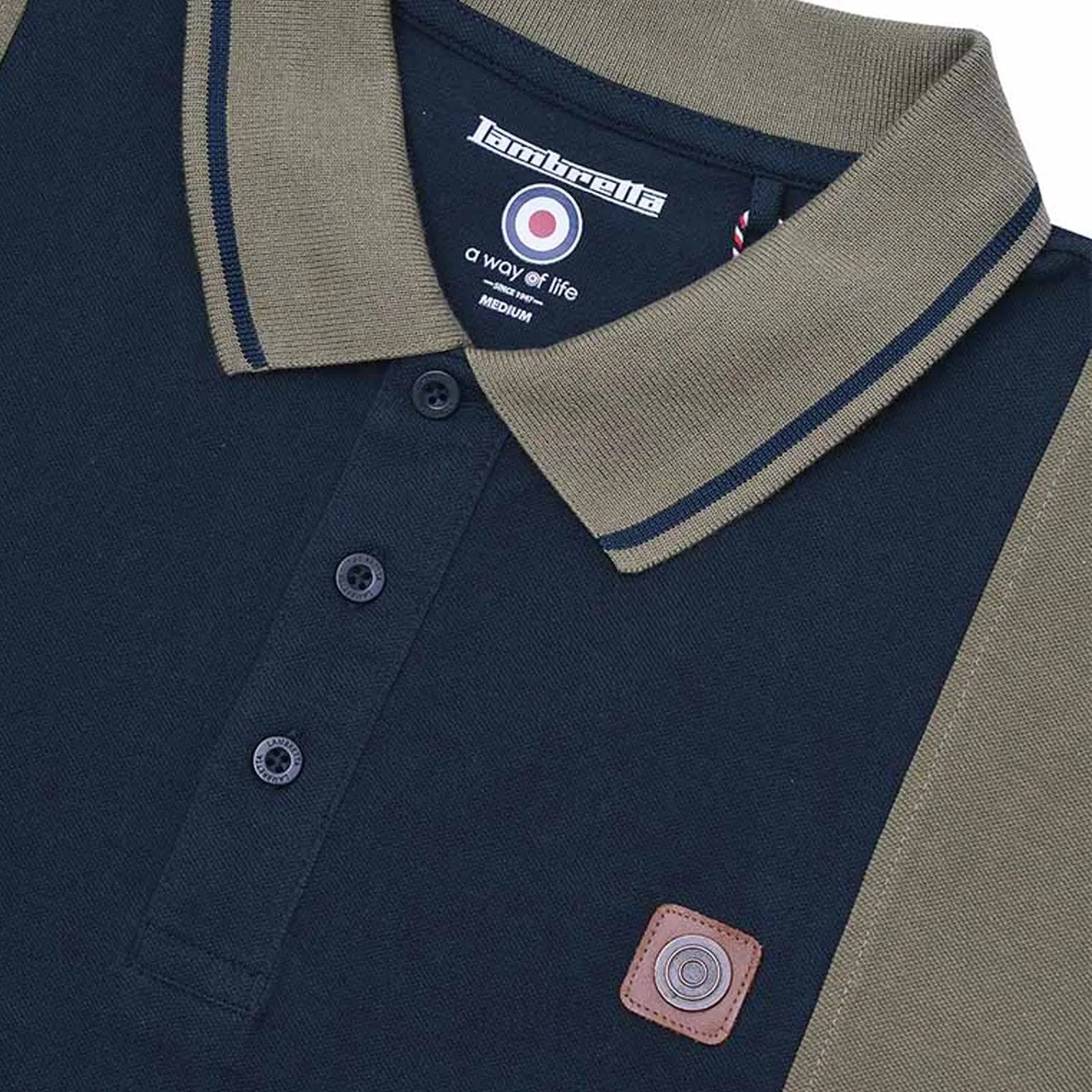 Lambretta Mens Vintage Colourblock Retro Polo Shirt