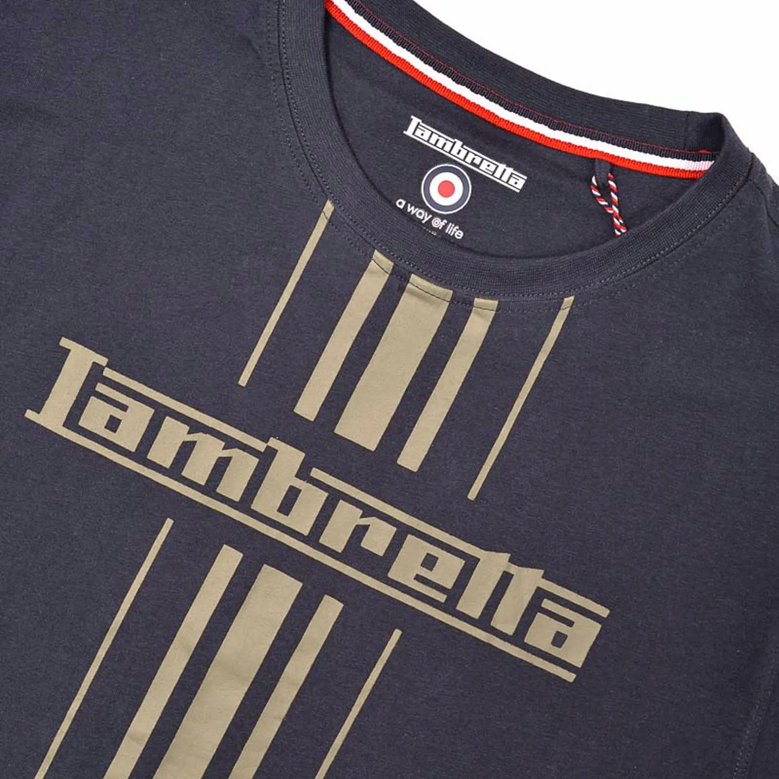 Lambretta Stripe Print T-Shirt - Navy