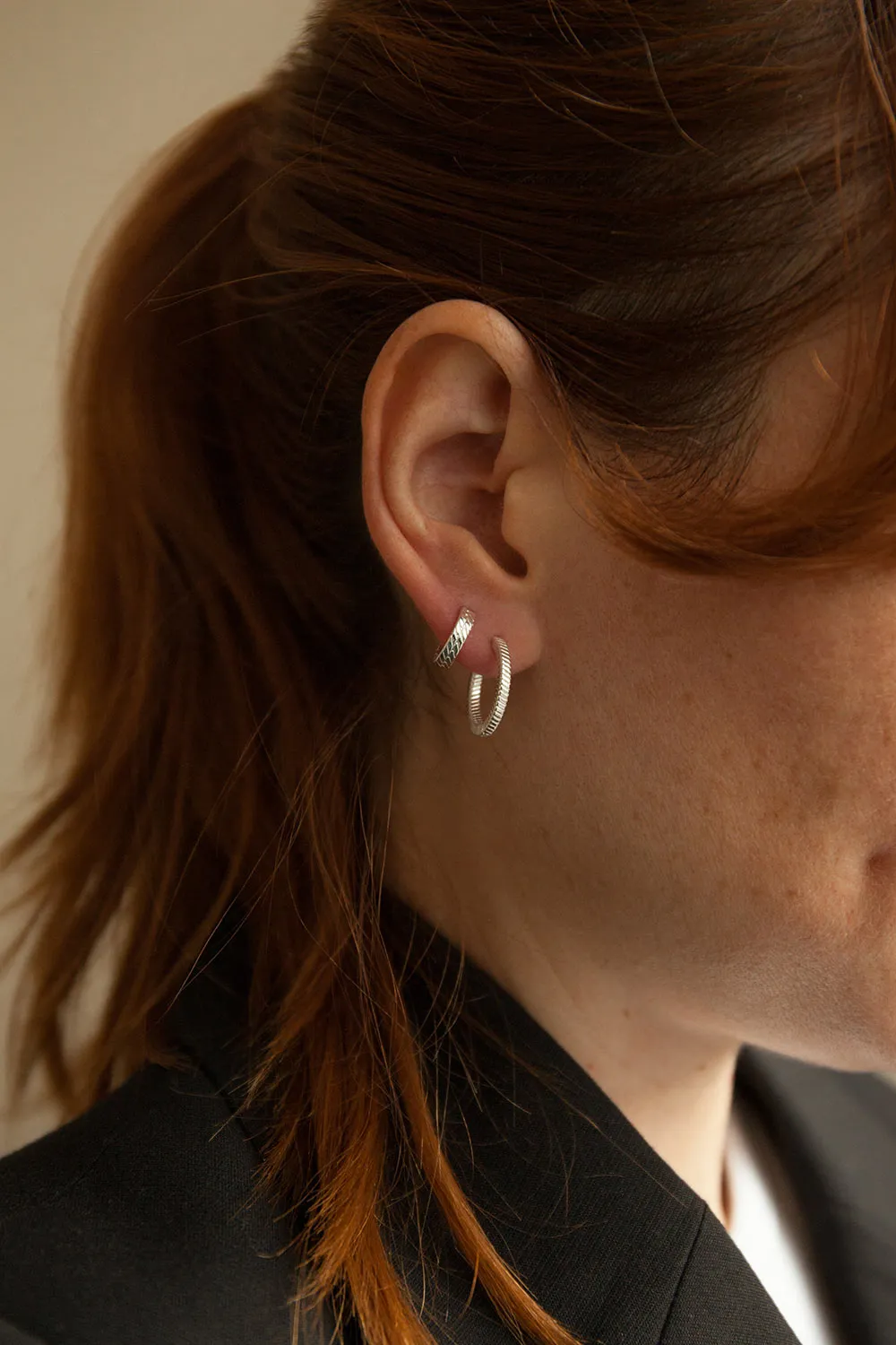Liberta Silver | Square Snake Hoop Earrings