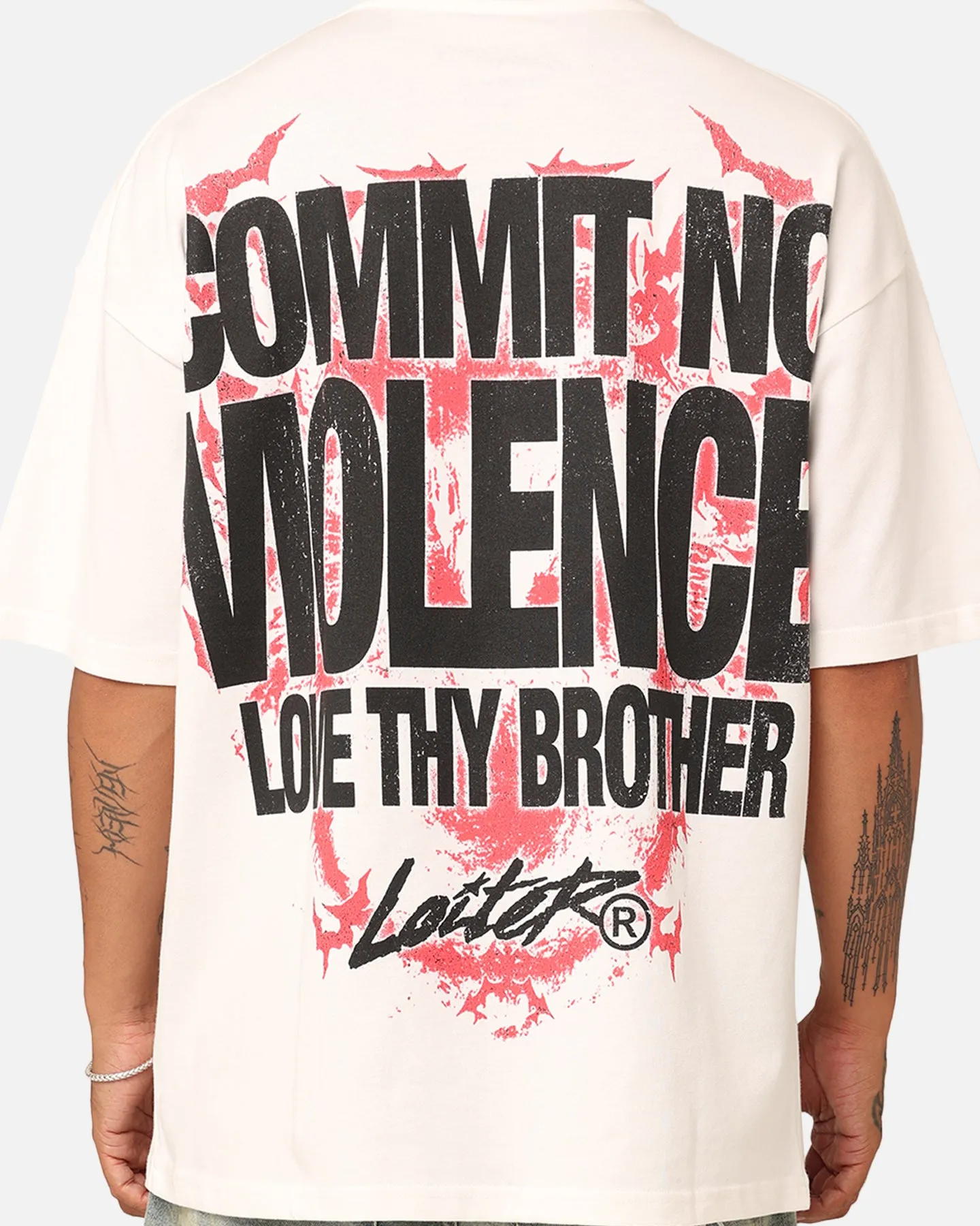 Loiter Dog Tag Oversized T-Shirt Off White