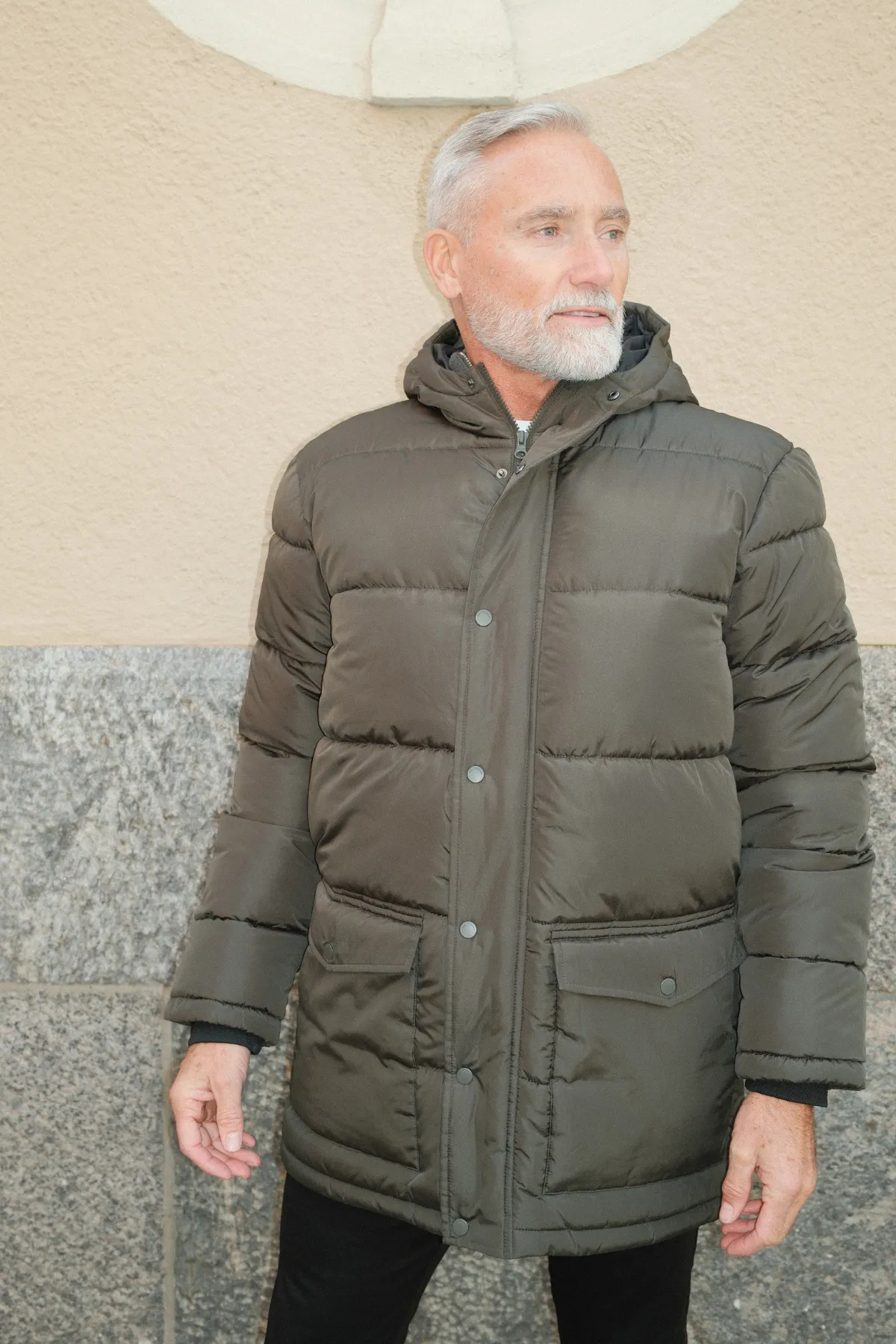 Long Puffer Jacket - Olive