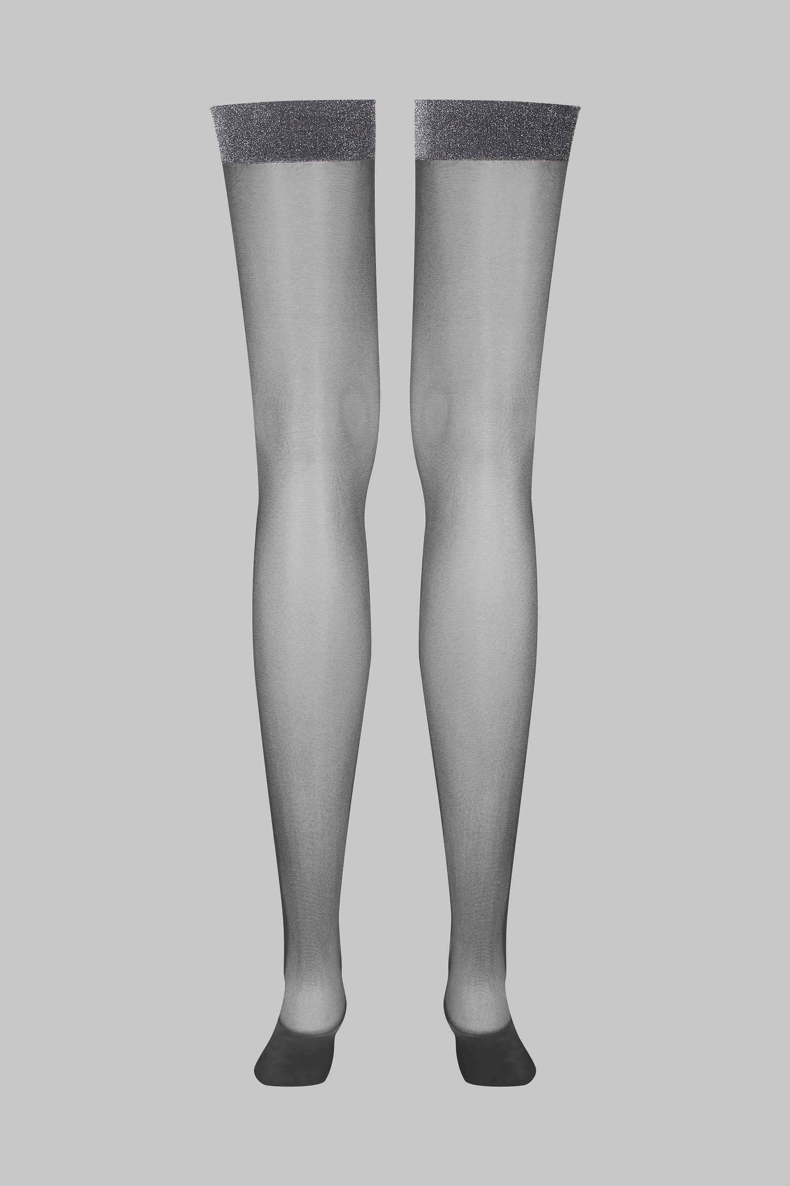 Lurex garter stockings - 20D - Les Coquetteries Maison Close