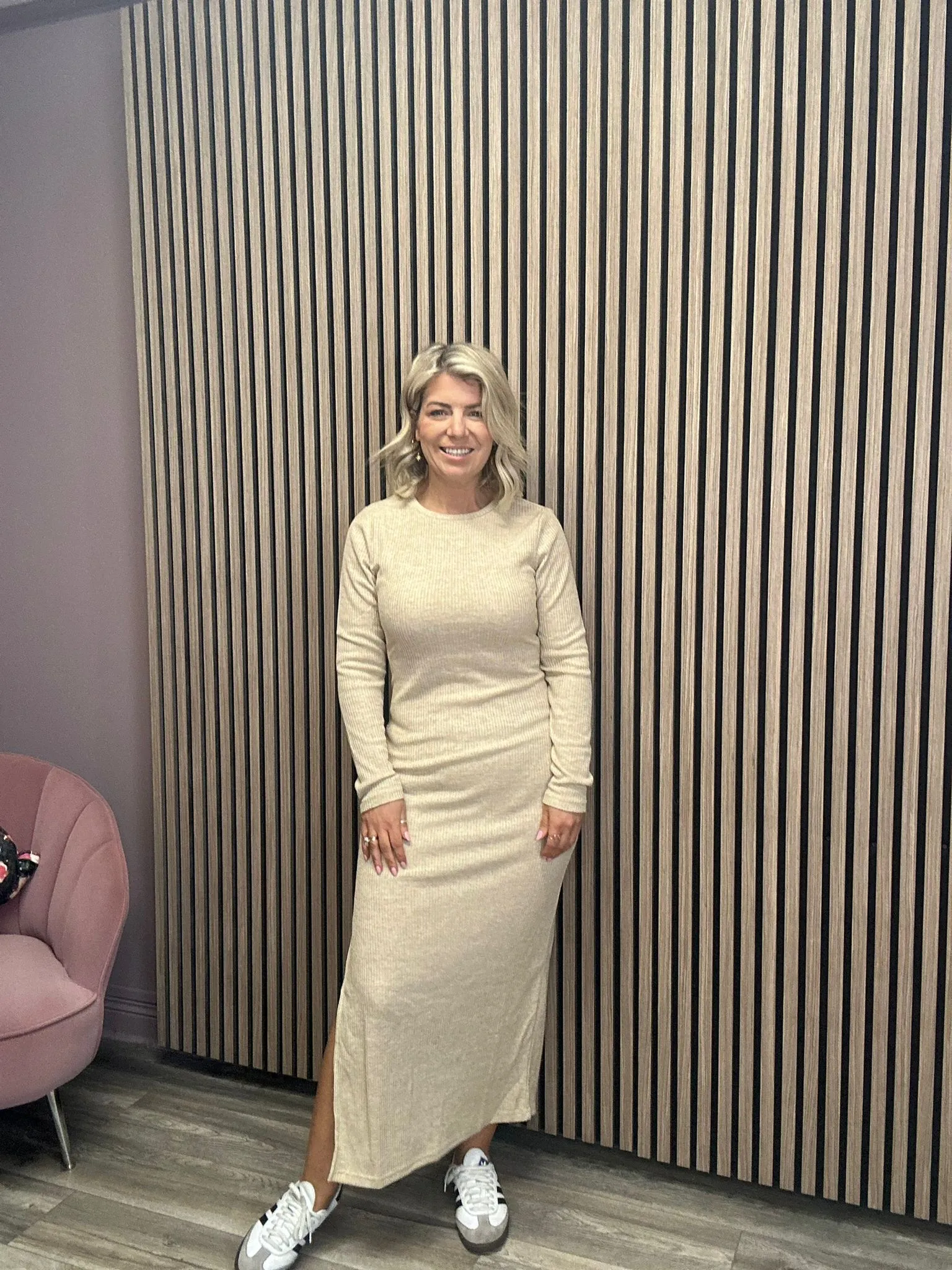 MADDIE LONG SLEEVE MAXI DRESS (BIRCH)