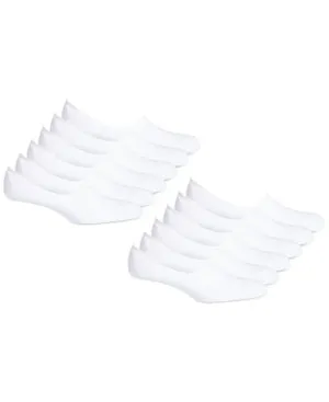 Men's 12 Pair Pack Plain No-Show Socks,White