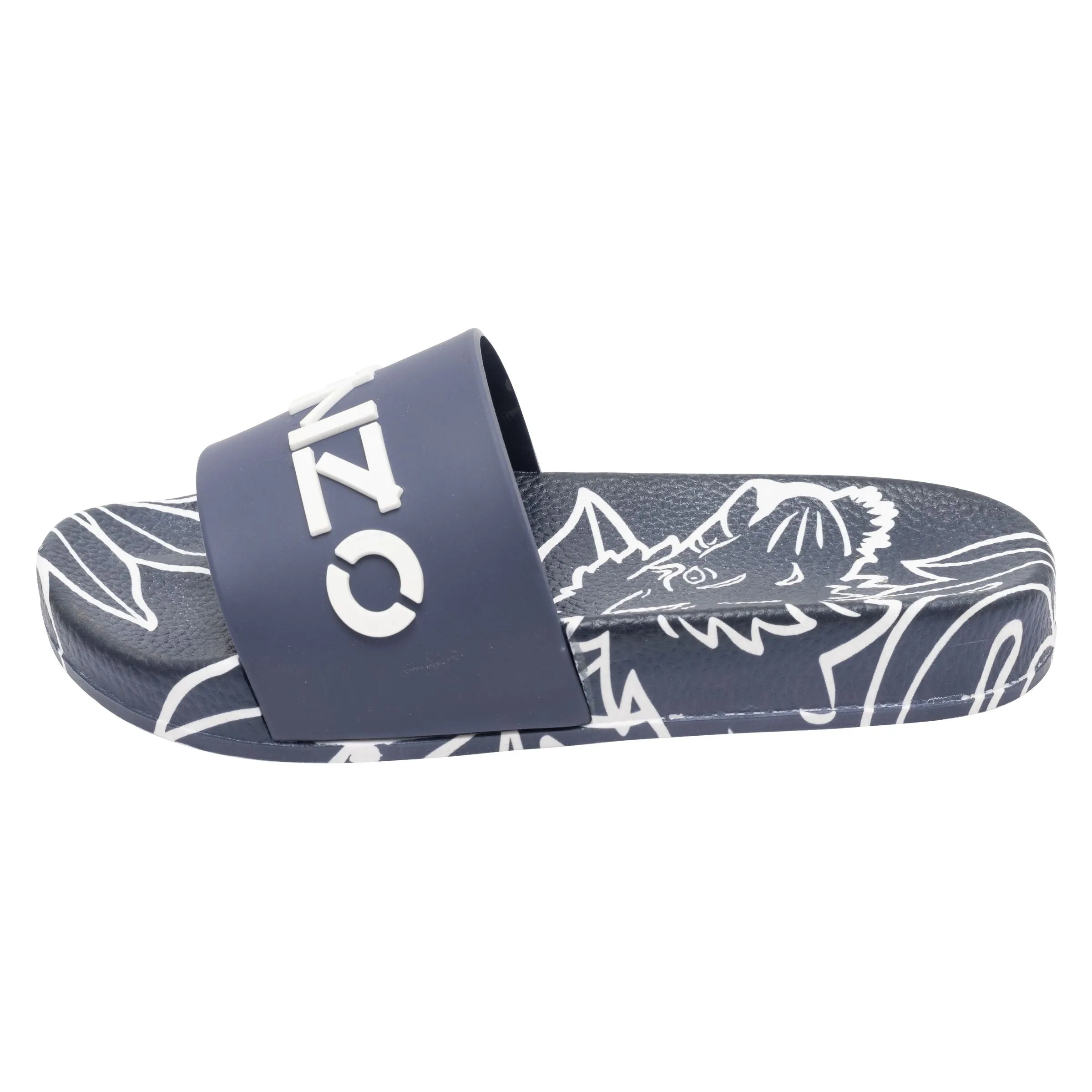 Navy Tiger Print Logo Slides