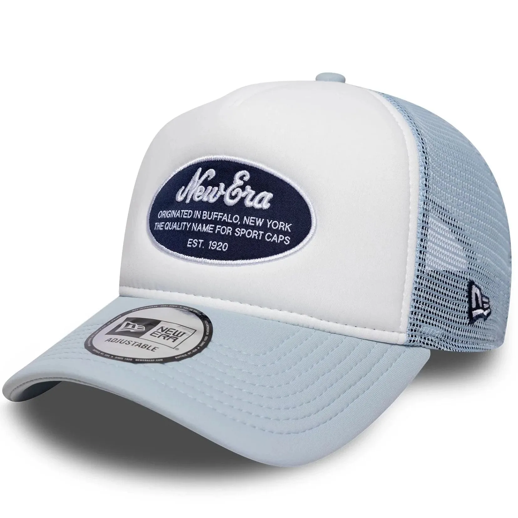 New Era Mens 9FORTY Oval Foam Patch Trucker Cap - Pastel Blue - OSFM