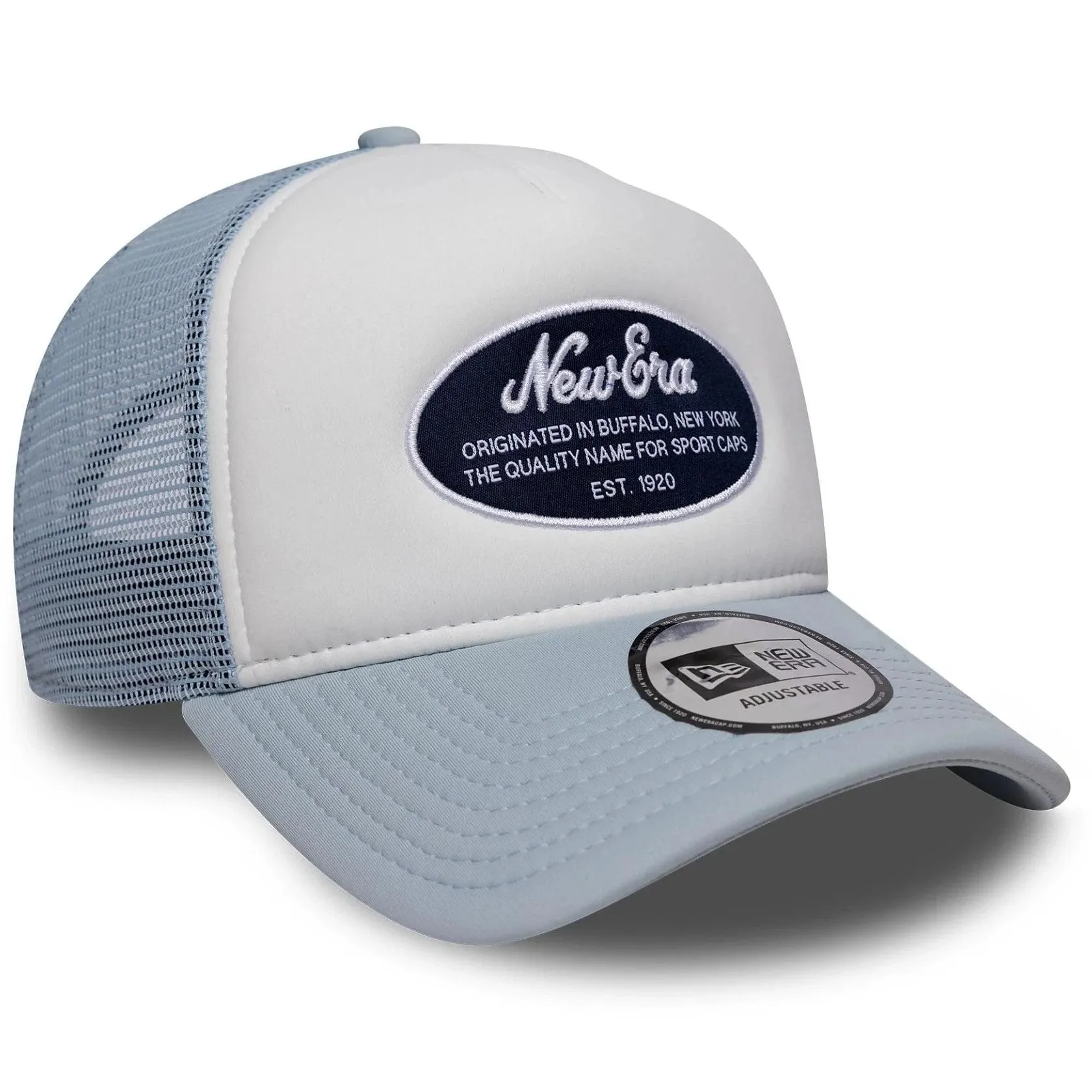 New Era Mens 9FORTY Oval Foam Patch Trucker Cap - Pastel Blue - OSFM