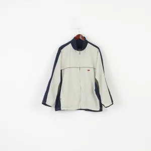 Nike Men L Jacket Crem Navy Vintage Sportswear Full Zipper 90s Activewear Top