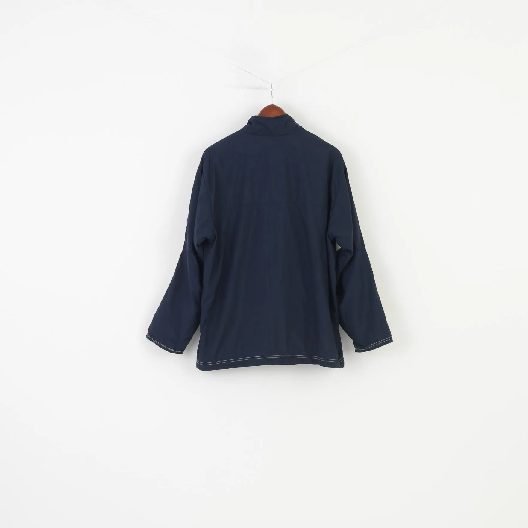 Nike Men L Jacket Crem Navy Vintage Sportswear Full Zipper 90s Activewear Top