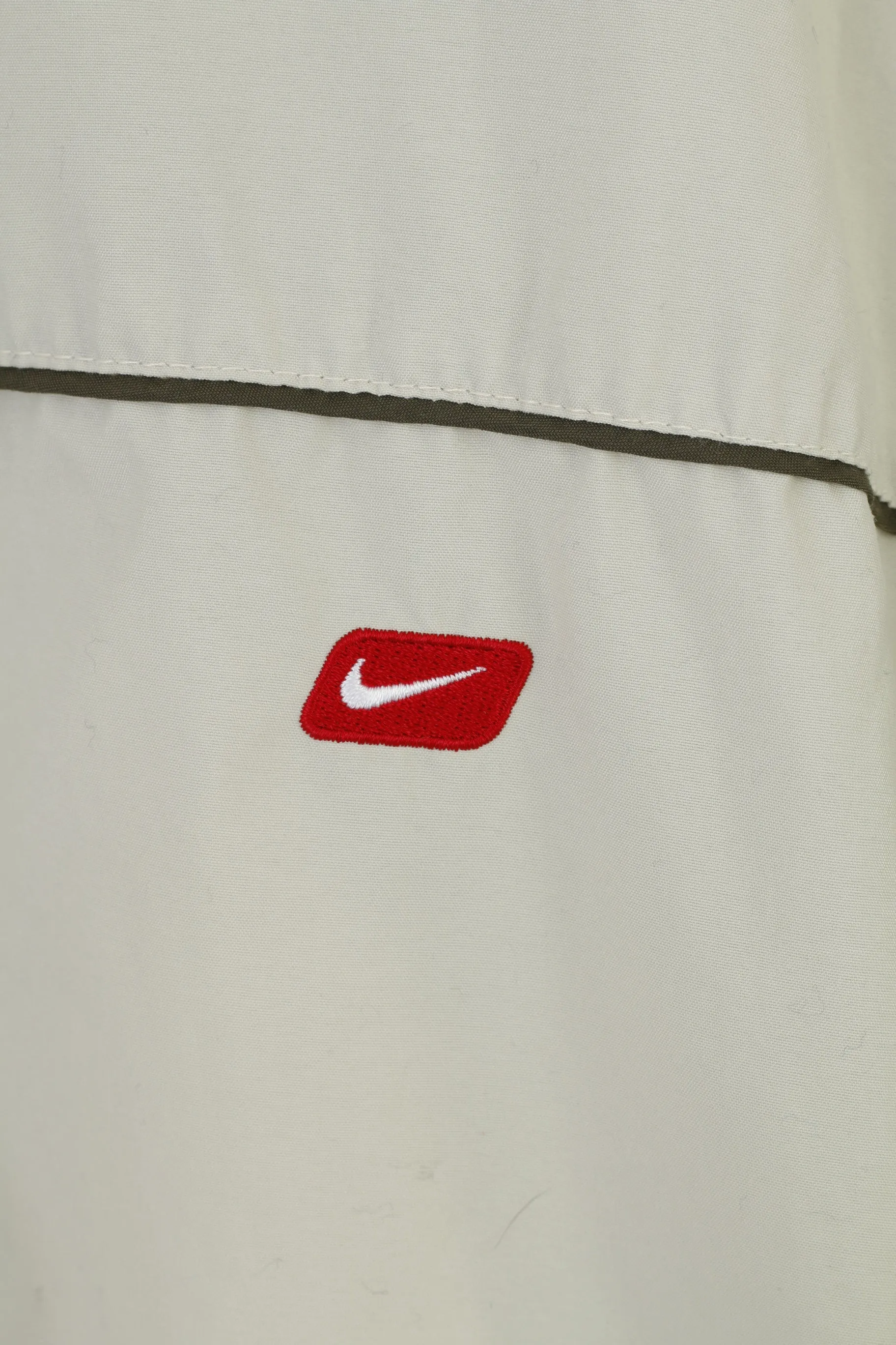Nike Men L Jacket Crem Navy Vintage Sportswear Full Zipper 90s Activewear Top