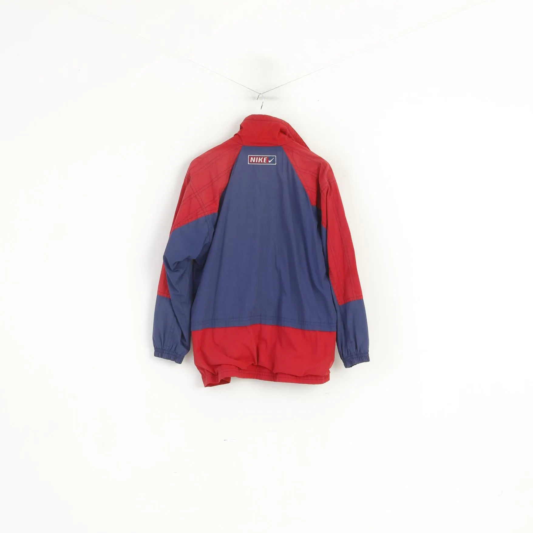 Nike Men M Jacket Navy Red Vintage 90s Sportswear Full Zipper Oldschool Top