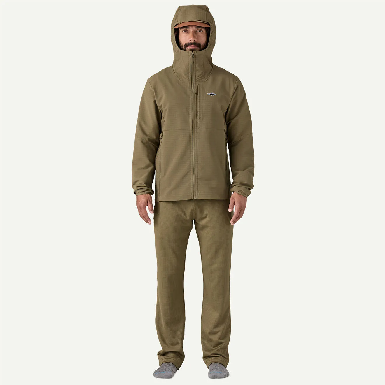 Patagonia R1 TechFace Fitz Roy Trout Hoody Dark Ash