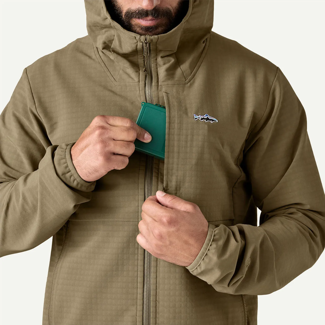 Patagonia R1 TechFace Fitz Roy Trout Hoody Dark Ash
