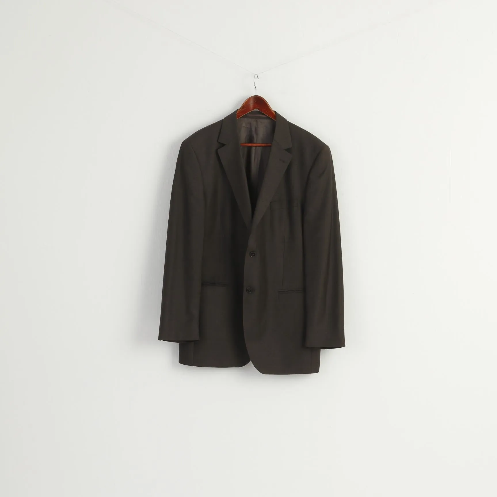 Paul Rosen Men 54 44 Blazer Brown Grey 100% Wool Shiny Single Breasted Jacket
