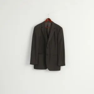 Paul Rosen Men 54 44 Blazer Brown Grey 100% Wool Shiny Single Breasted Jacket