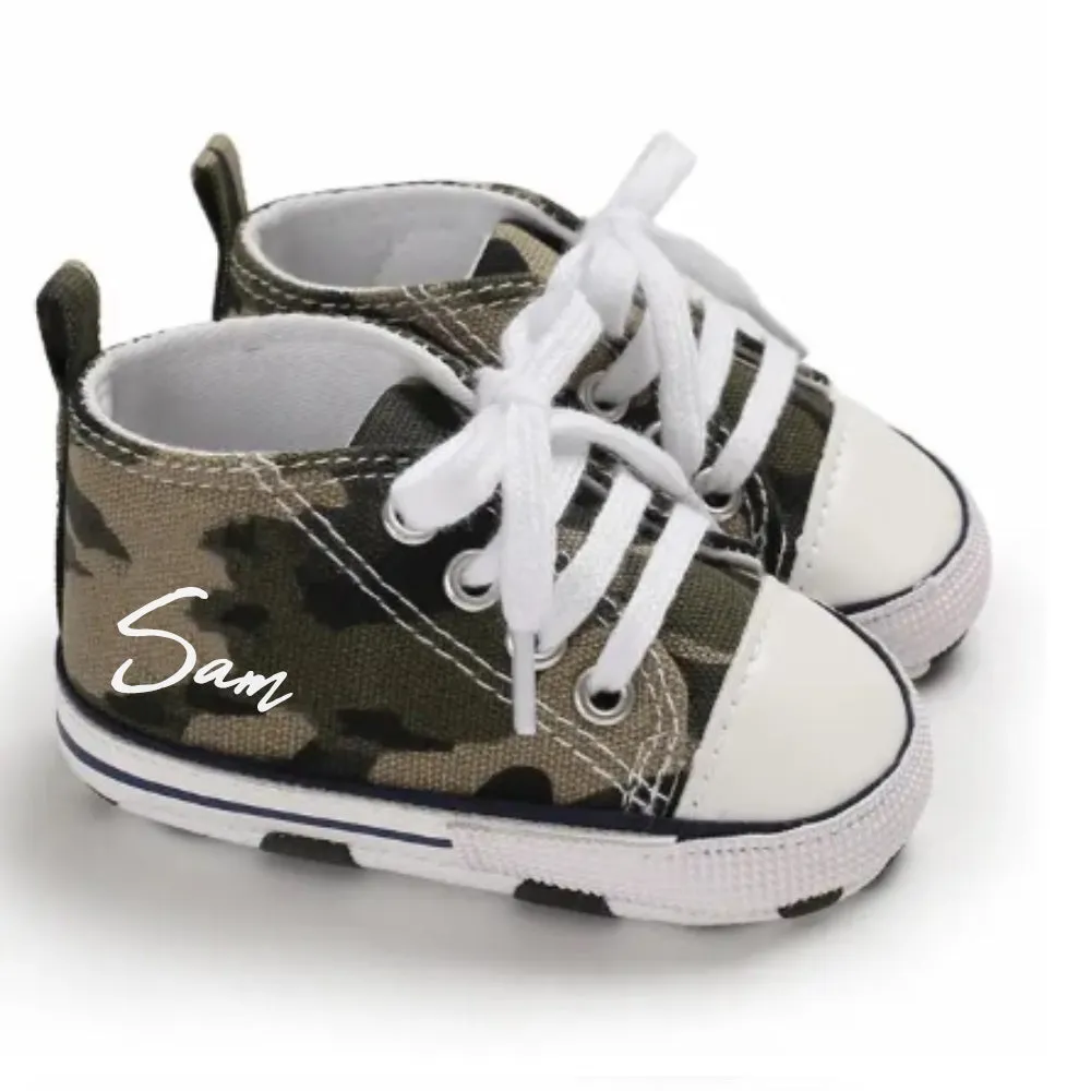 Portland Personalised Name Canvas Prewalker Trainers (0-18 Months)