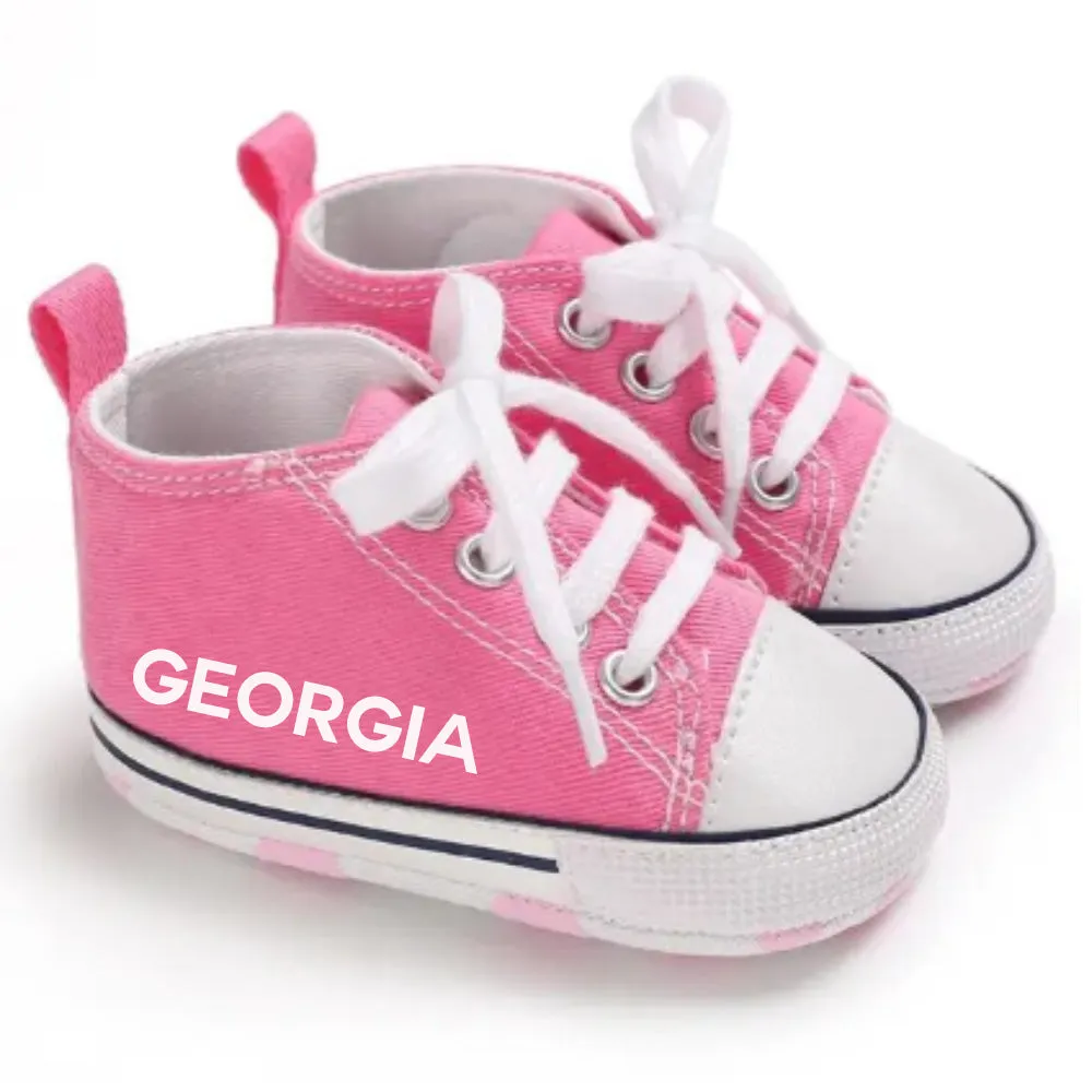 Portland Personalised Name Canvas Prewalker Trainers (0-18 Months)