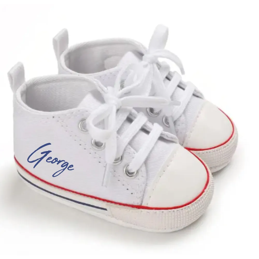 Portland Personalised Name Canvas Prewalker Trainers (0-18 Months)
