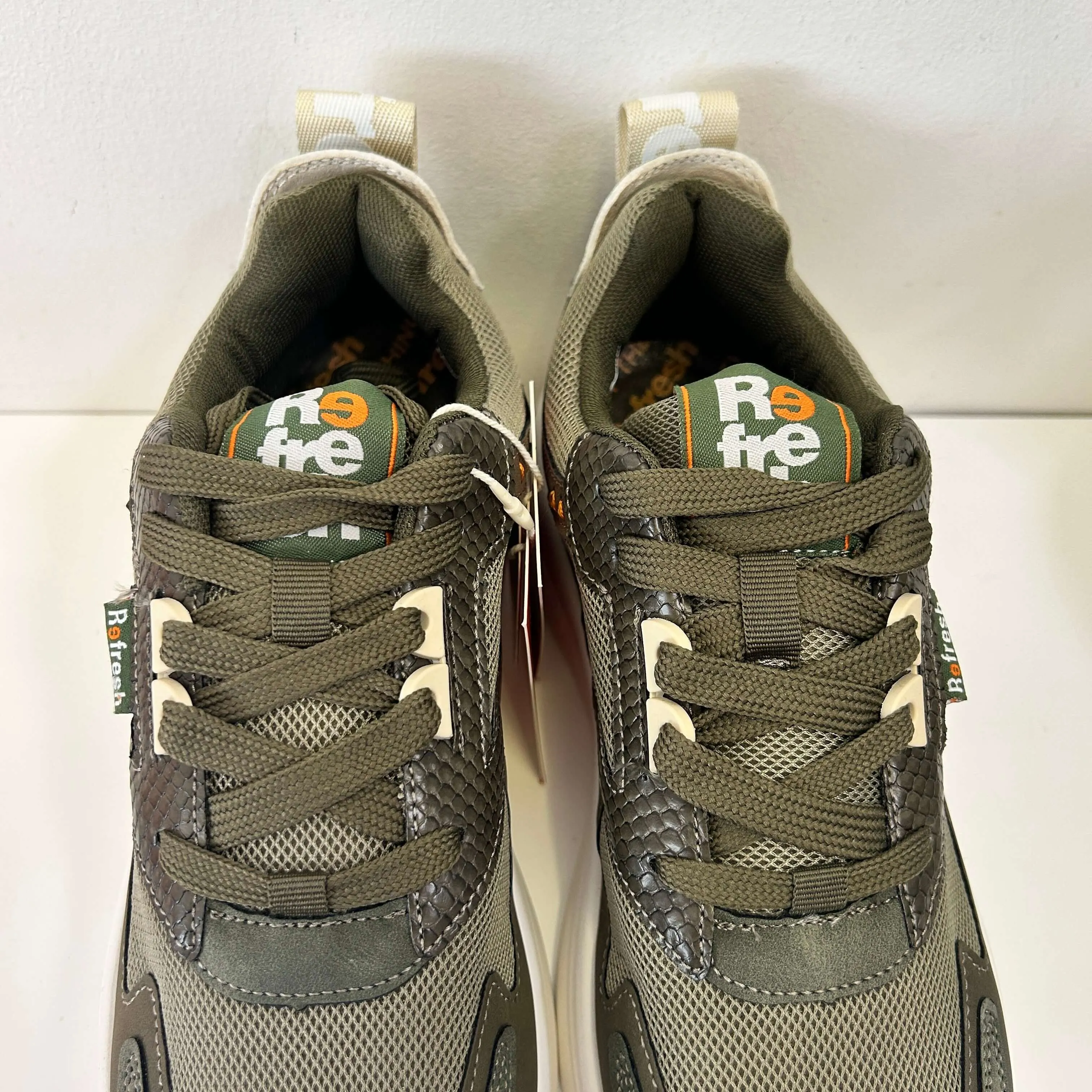 Refresh Army Green Mixed Textile Trainers