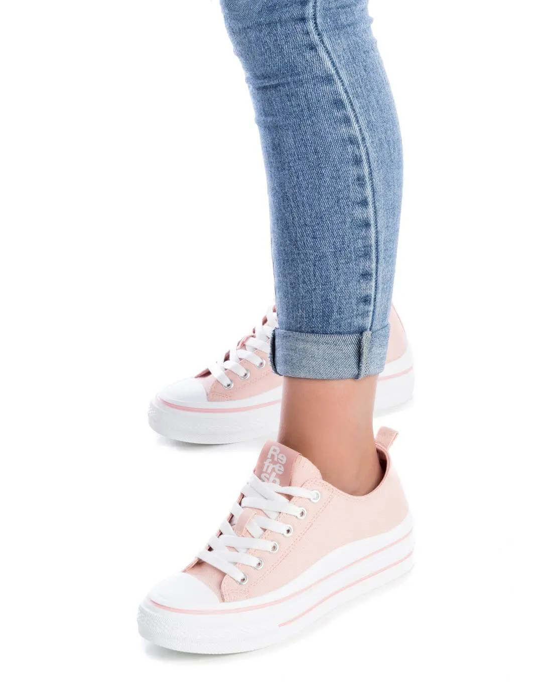 Refresh Nude Pink Chunky Canvas Trainers