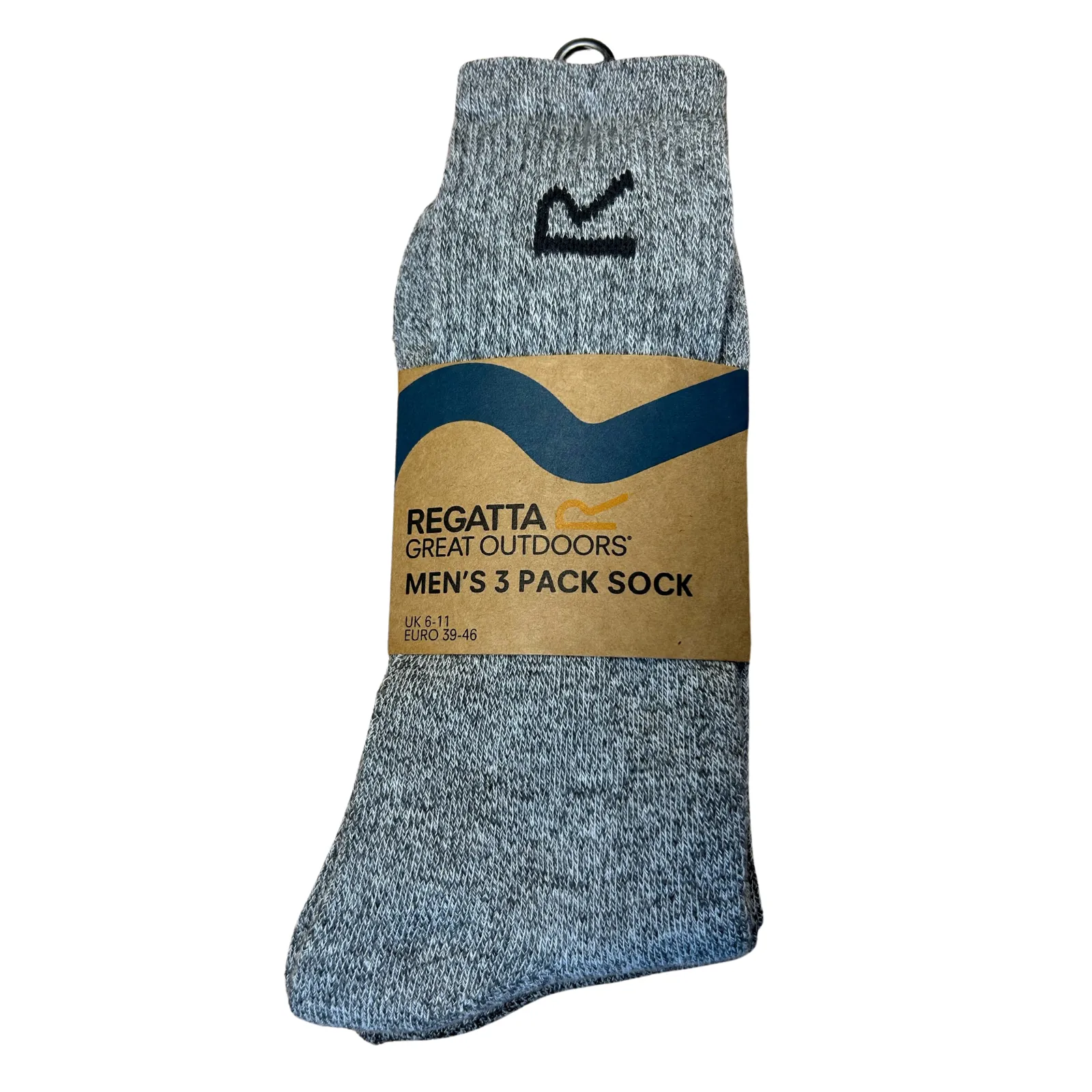 Regatta 3 Pack Walking Crew Length Socks - Grey/Black 6-11 UK
