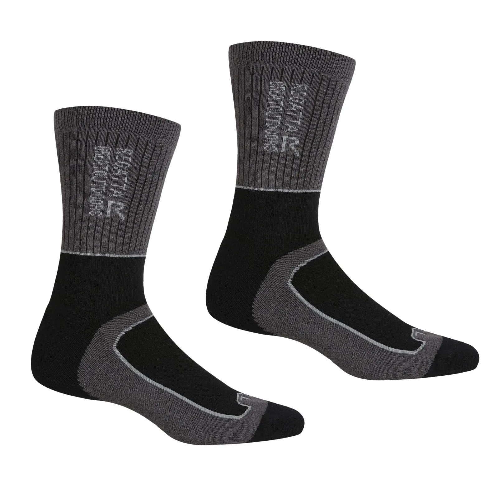 Regatta Mens Samaris 3 Season Two Pack Quickdrying Walking Socks - Black