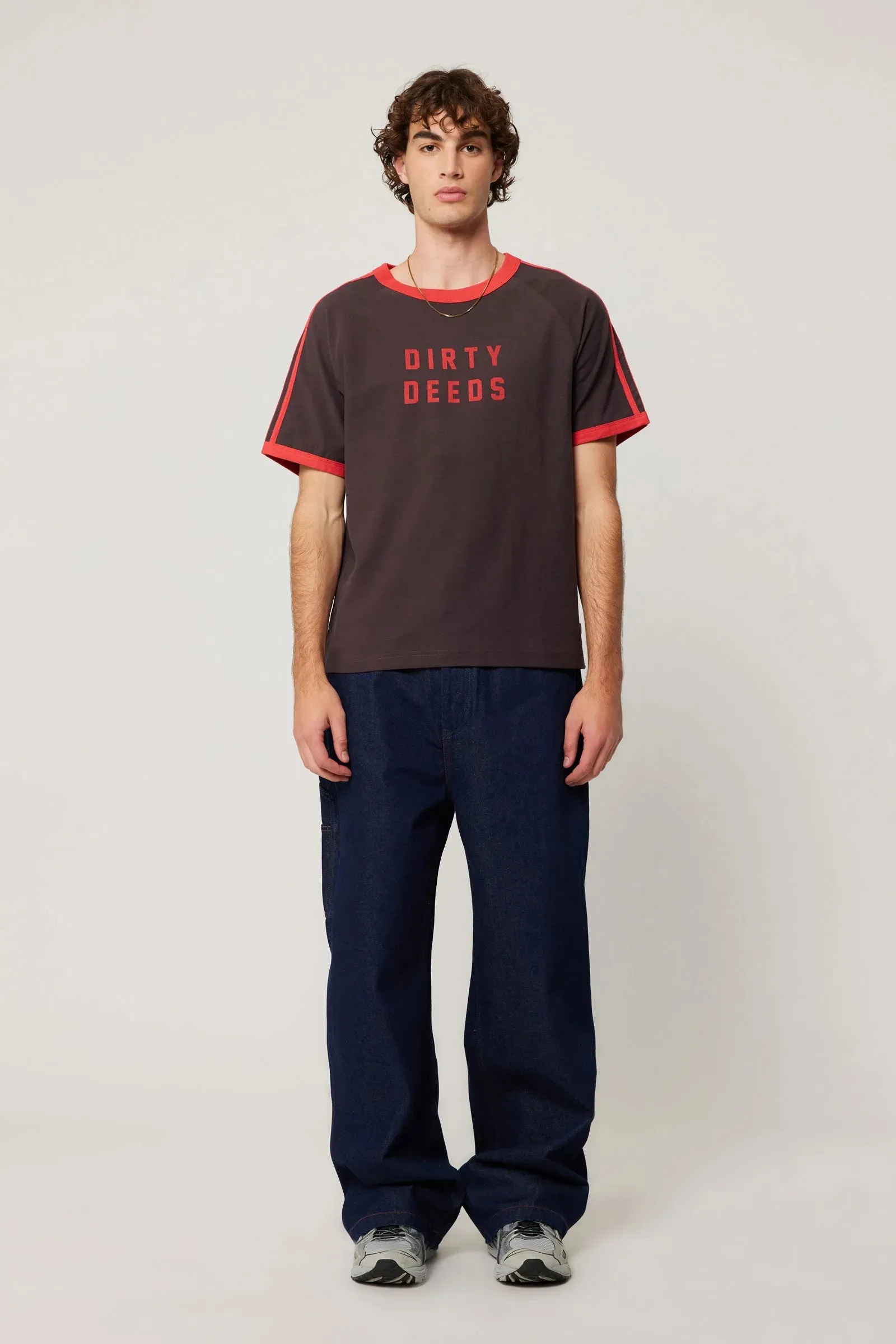 ROLLAS x ACDC Mens Dirty Deeds Ringer Tee - Washed Black