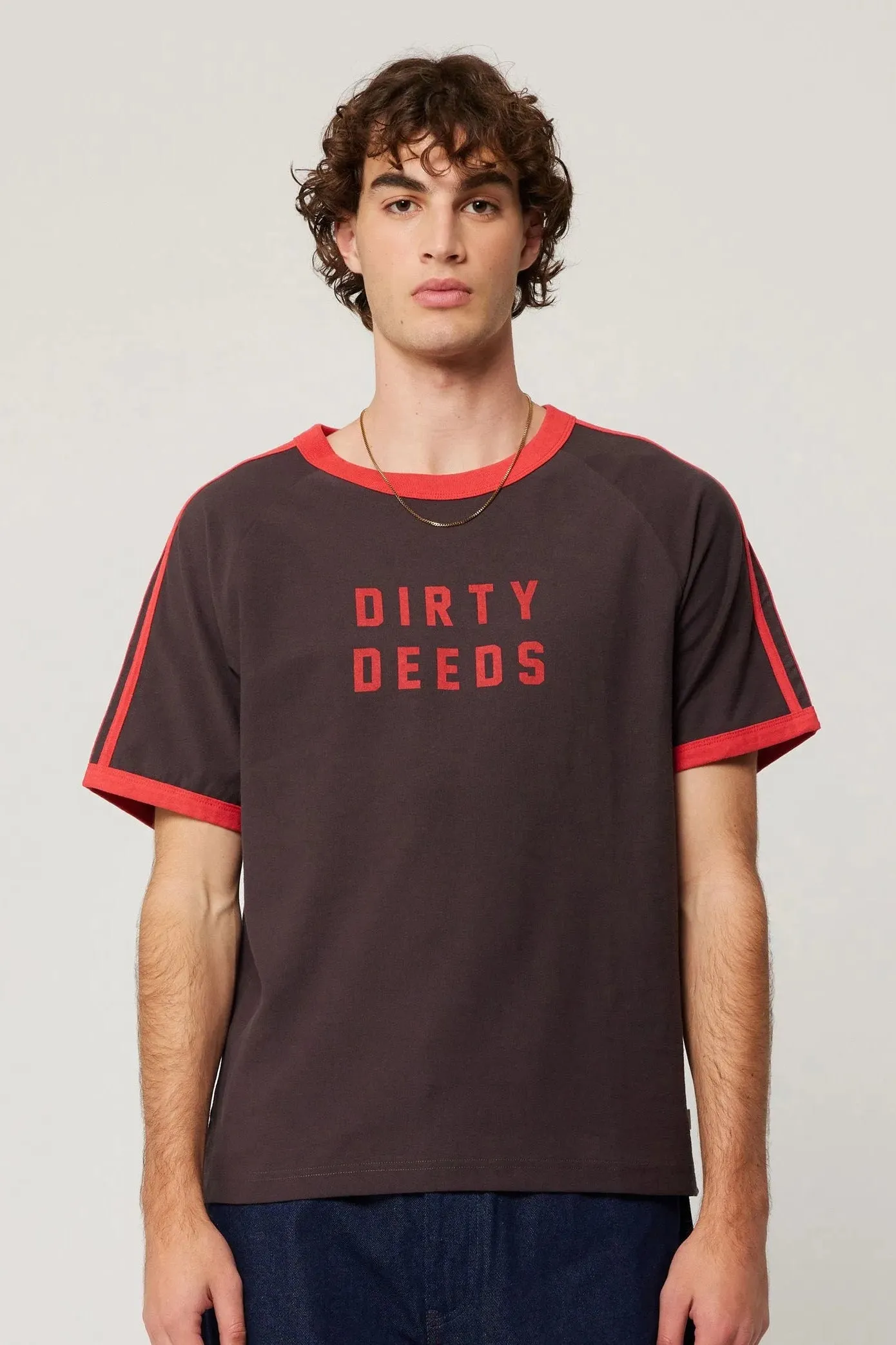 ROLLAS x ACDC Mens Dirty Deeds Ringer Tee - Washed Black
