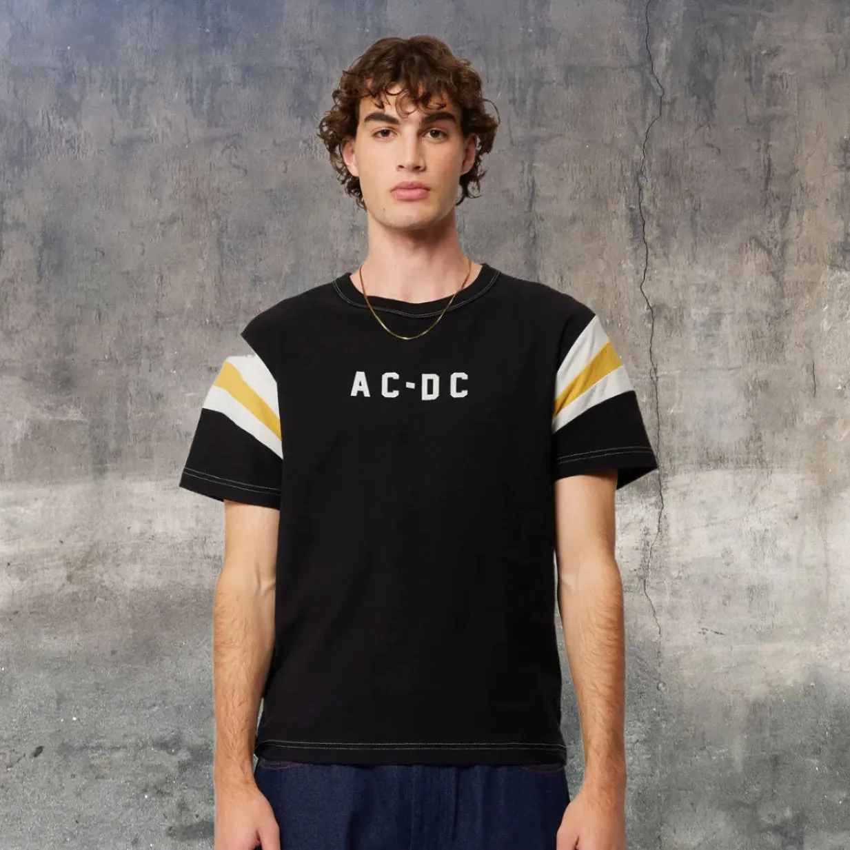 ROLLAS x ACDC Womens Sport Splice Tee - Washed Black
